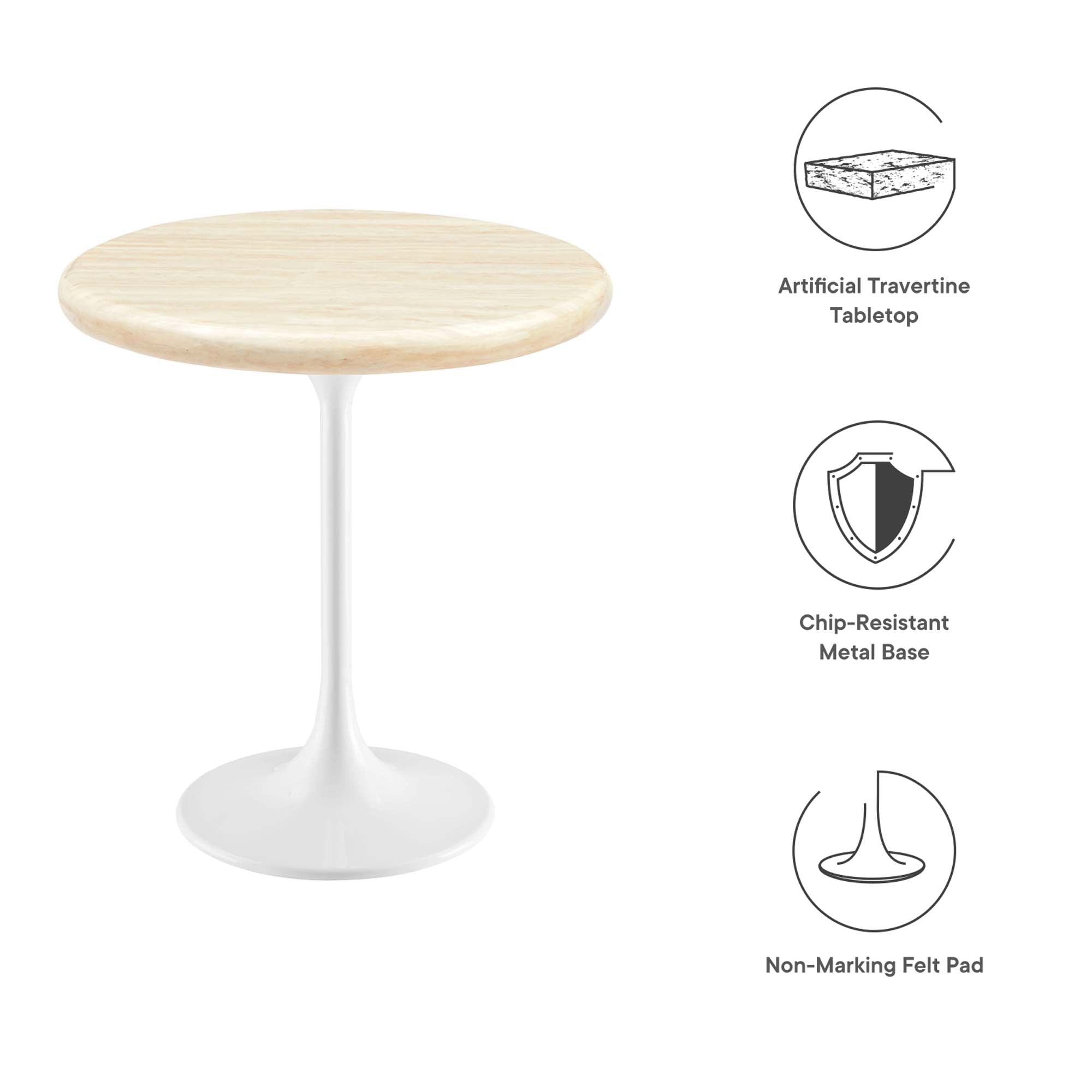 Lippa Round Artificial Travertine Side Table view 3