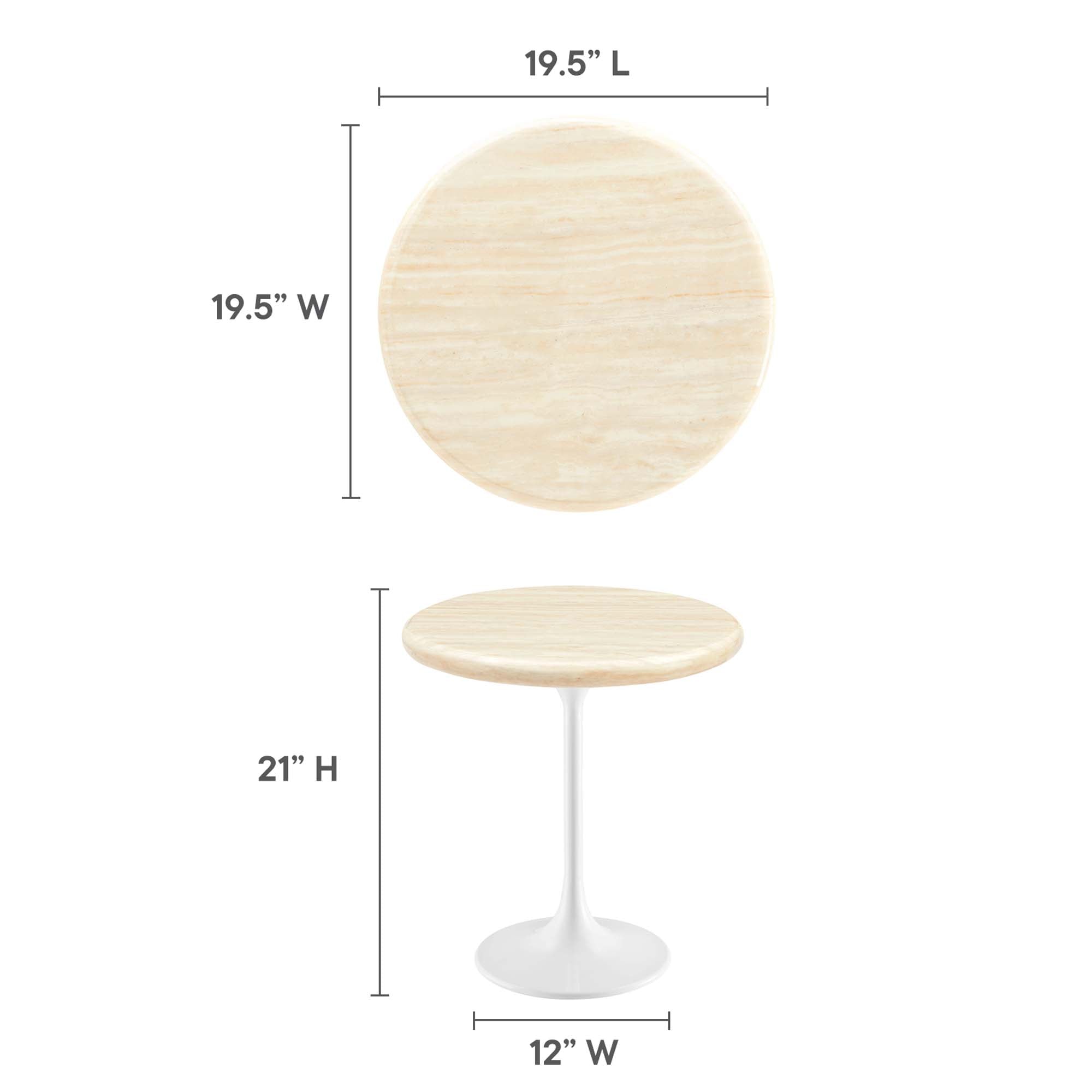 Lippa Round Artificial Travertine Side Table view 5