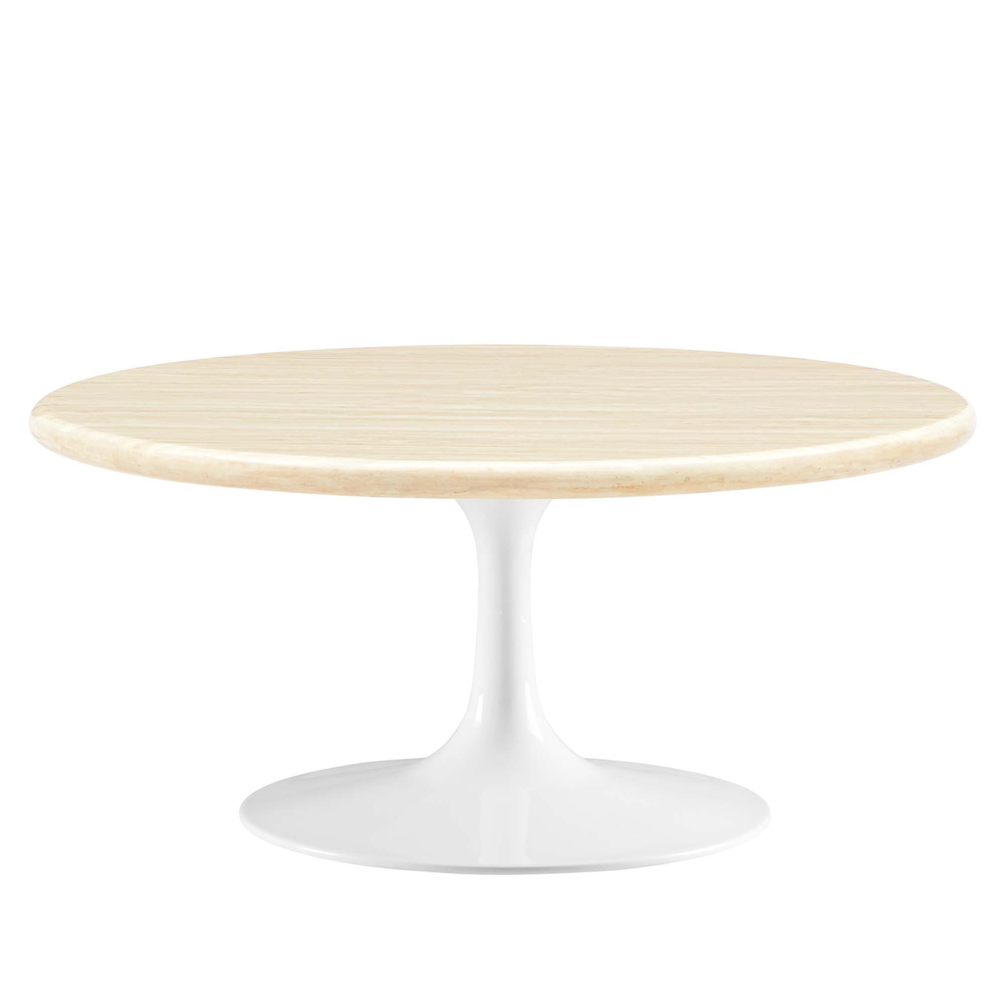 Lippa Round Artificial Travertine Coffee Table view 1