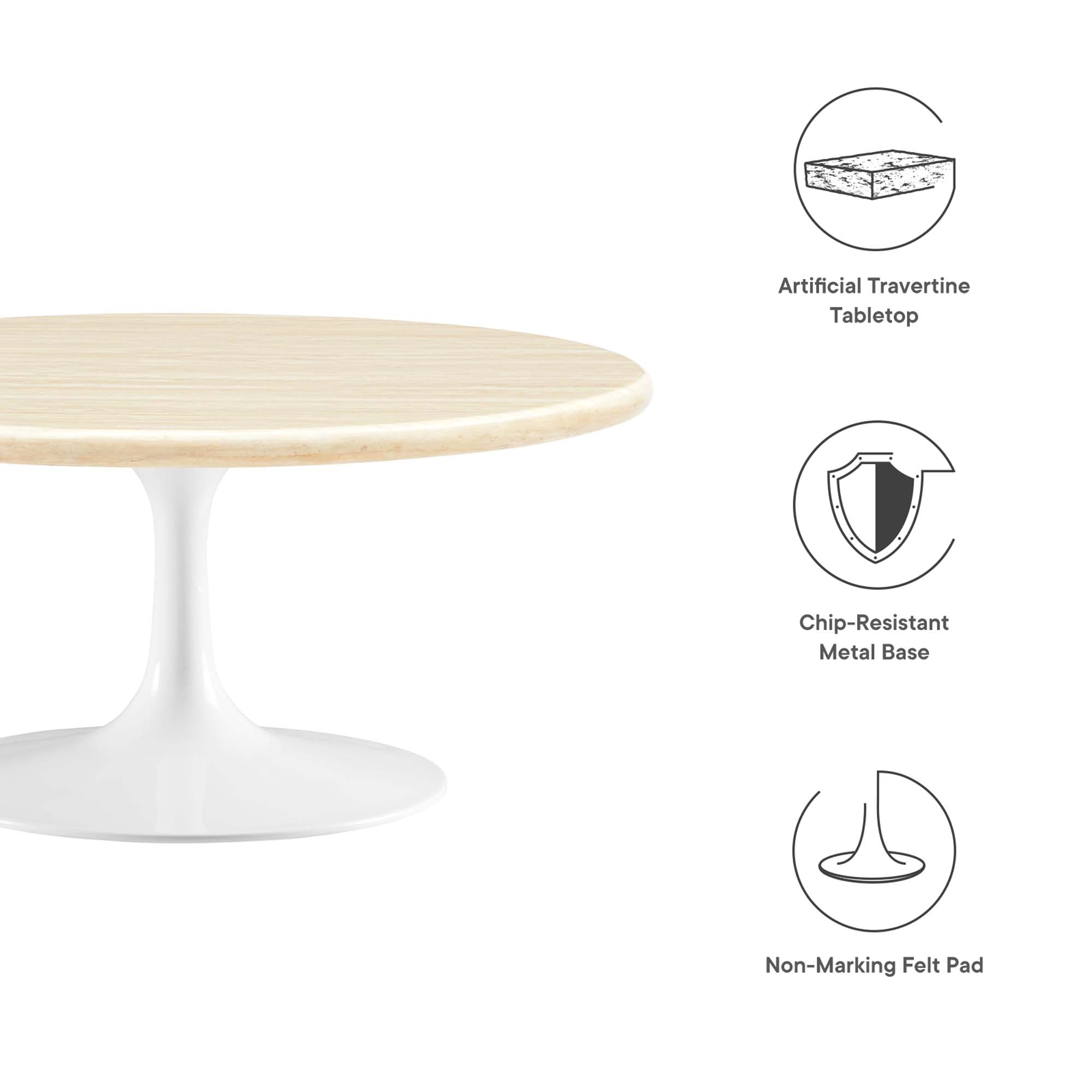 Lippa Round Artificial Travertine Coffee Table view 3