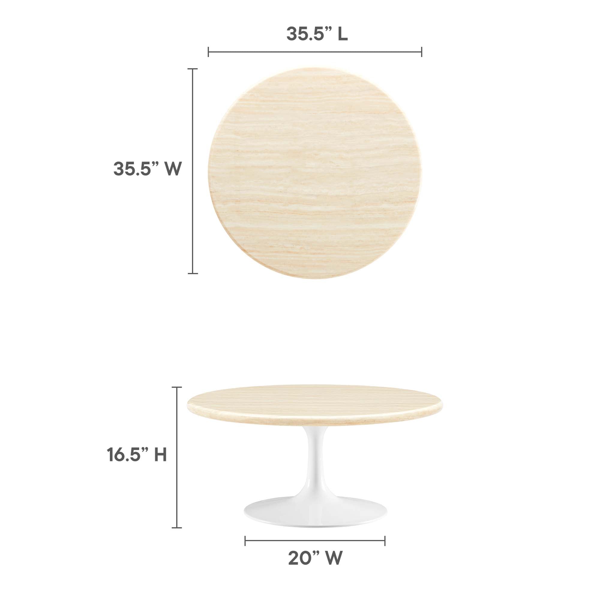 Lippa Round Artificial Travertine Coffee Table view 5