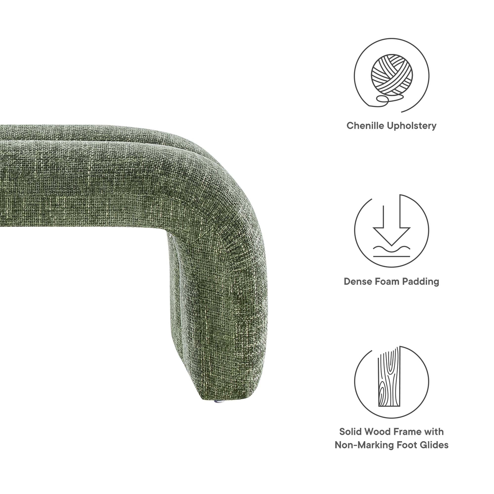 Dax 50.5" Chenille Upholstered Accent Bench - Image 3