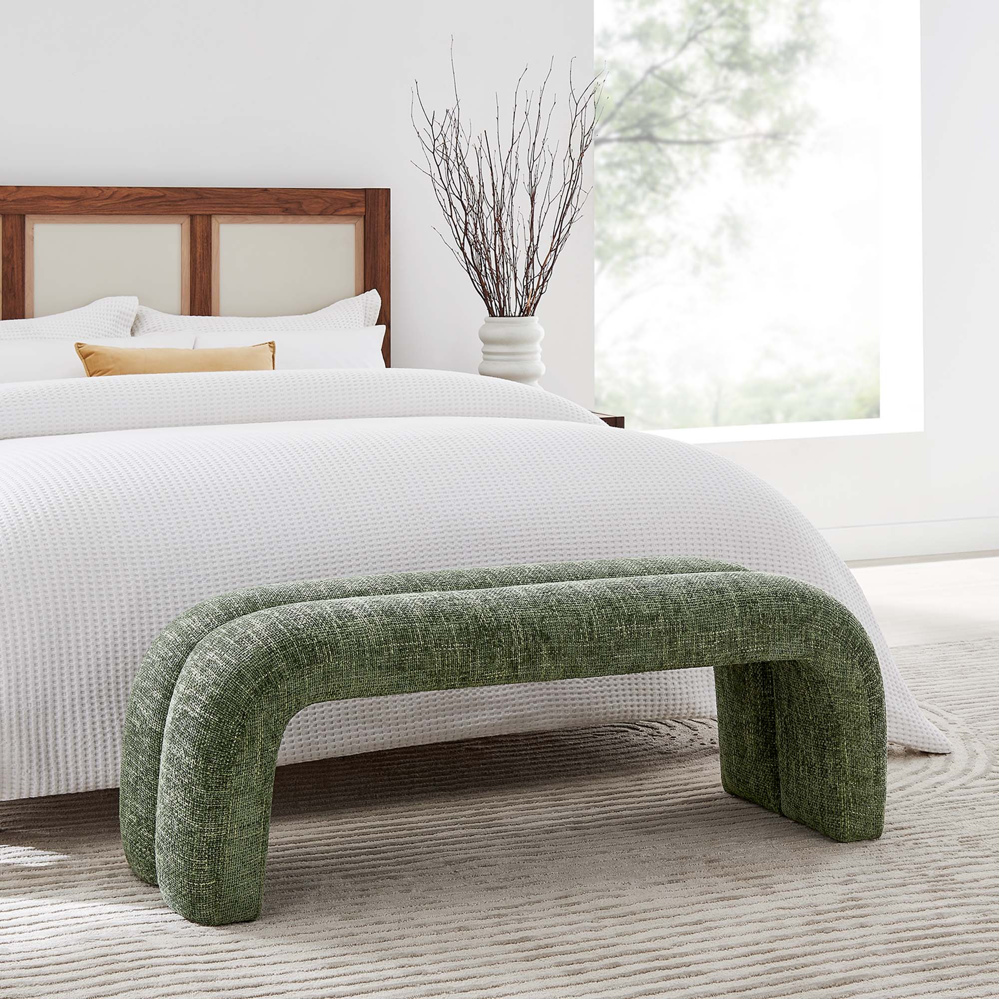 Dax 50.5" Chenille Upholstered Accent Bench - Image 2