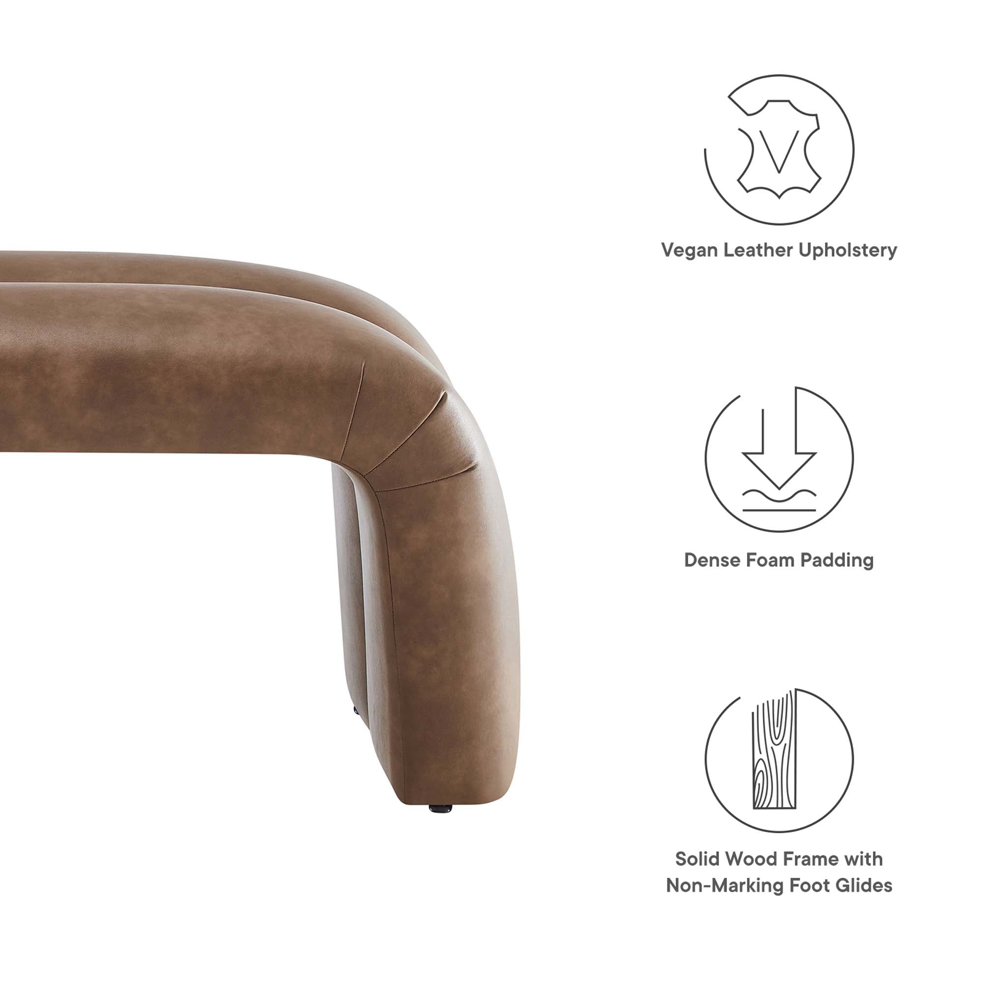 Dax 50.5″ Vegan Leather Upholstered Accent Bench view 3