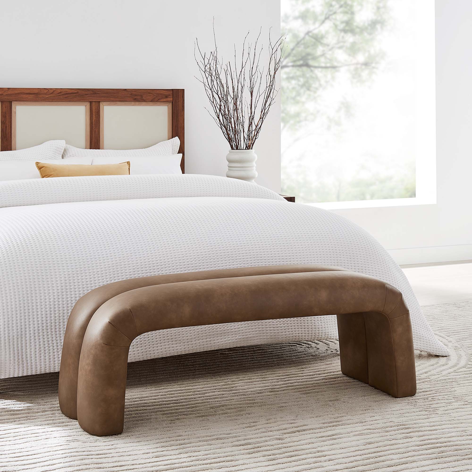 Dax 50.5″ Vegan Leather Upholstered Accent Bench view 2