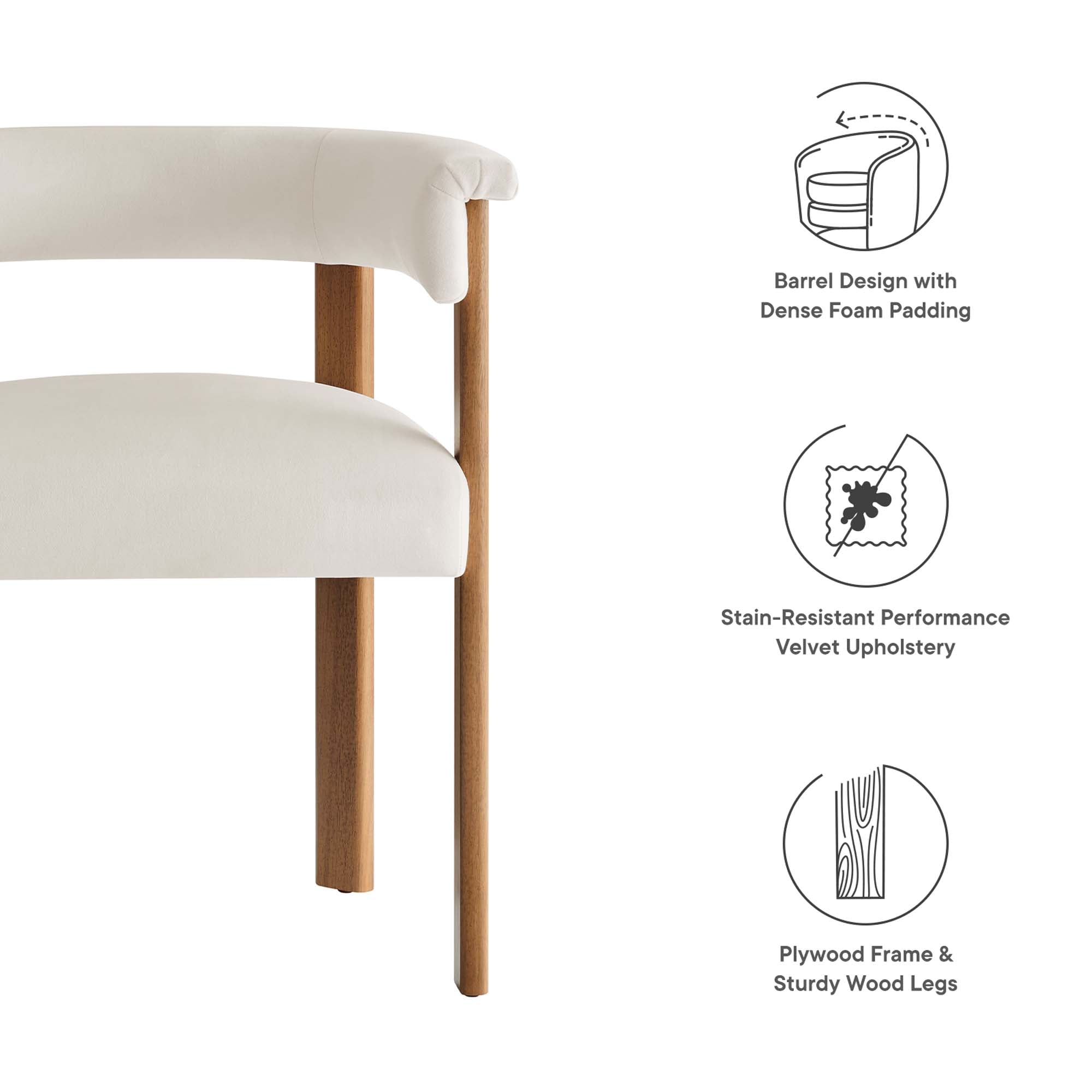 Imogen Performance Velvet Barrel Dining Chairs – Set of 2 view 3