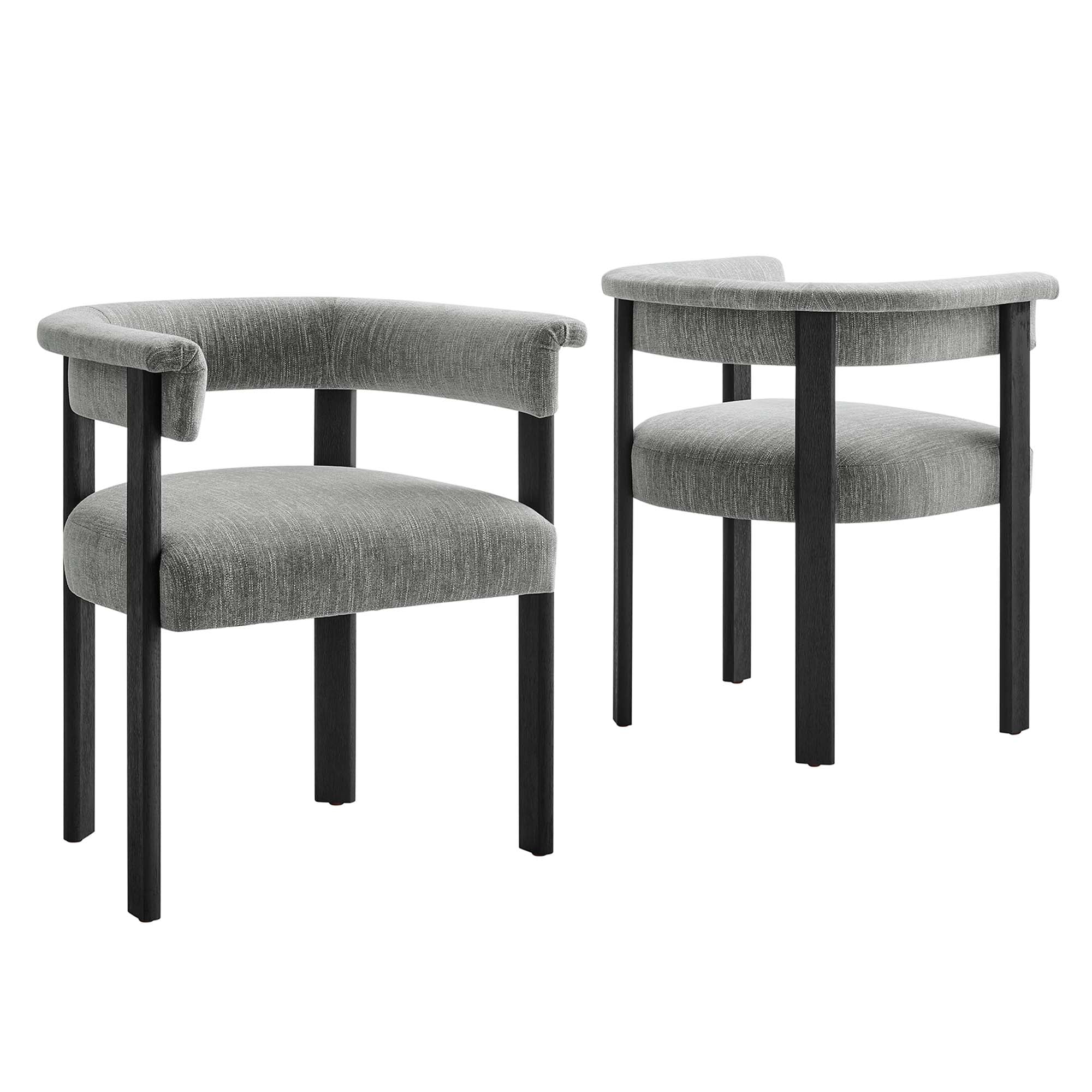 Imogen Woven Heathered Fabric Upholstered Barrel Dining Chairs – Set of 2 view 1