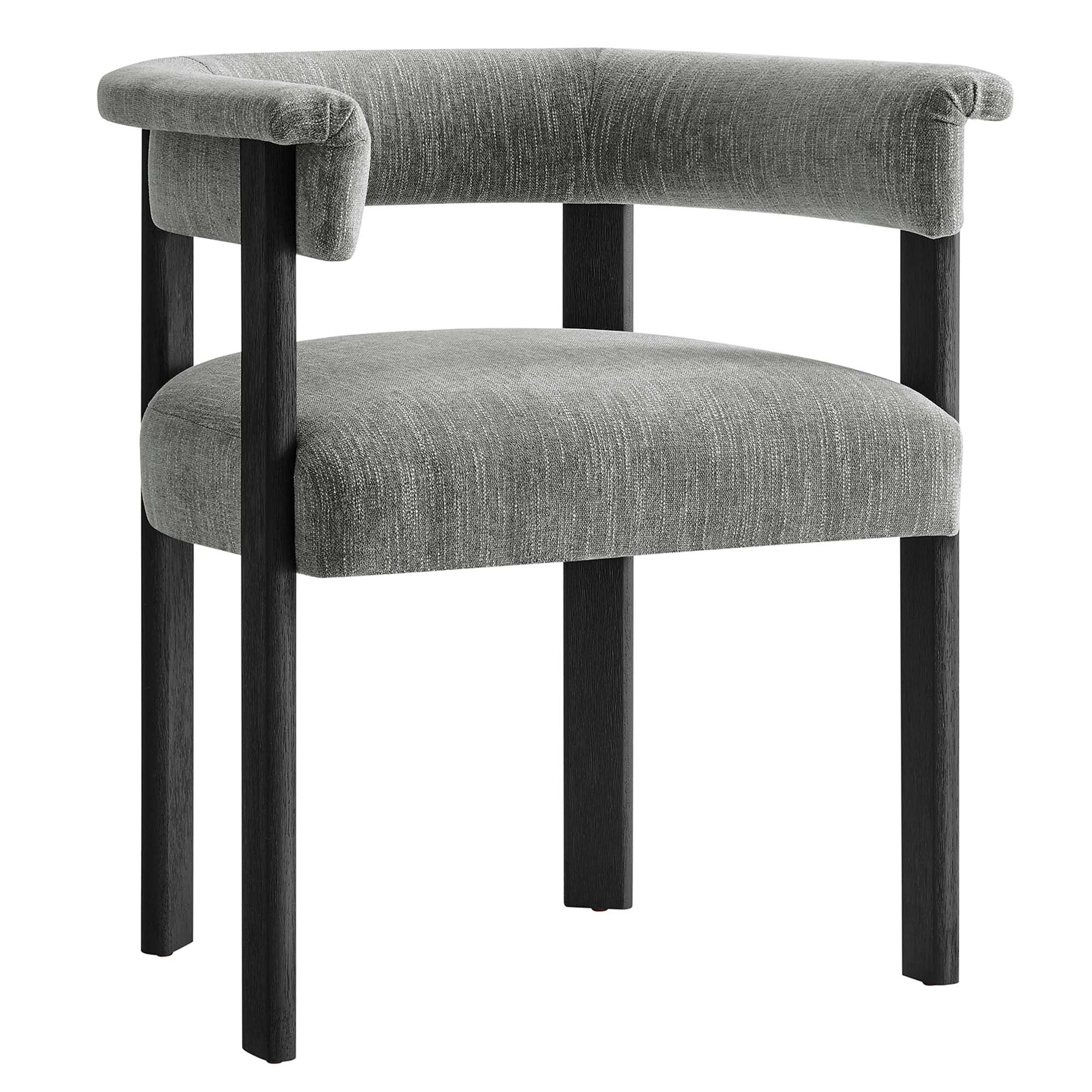 Imogen Woven Heathered Fabric Upholstered Barrel Dining Chairs – Set of 2 view 7