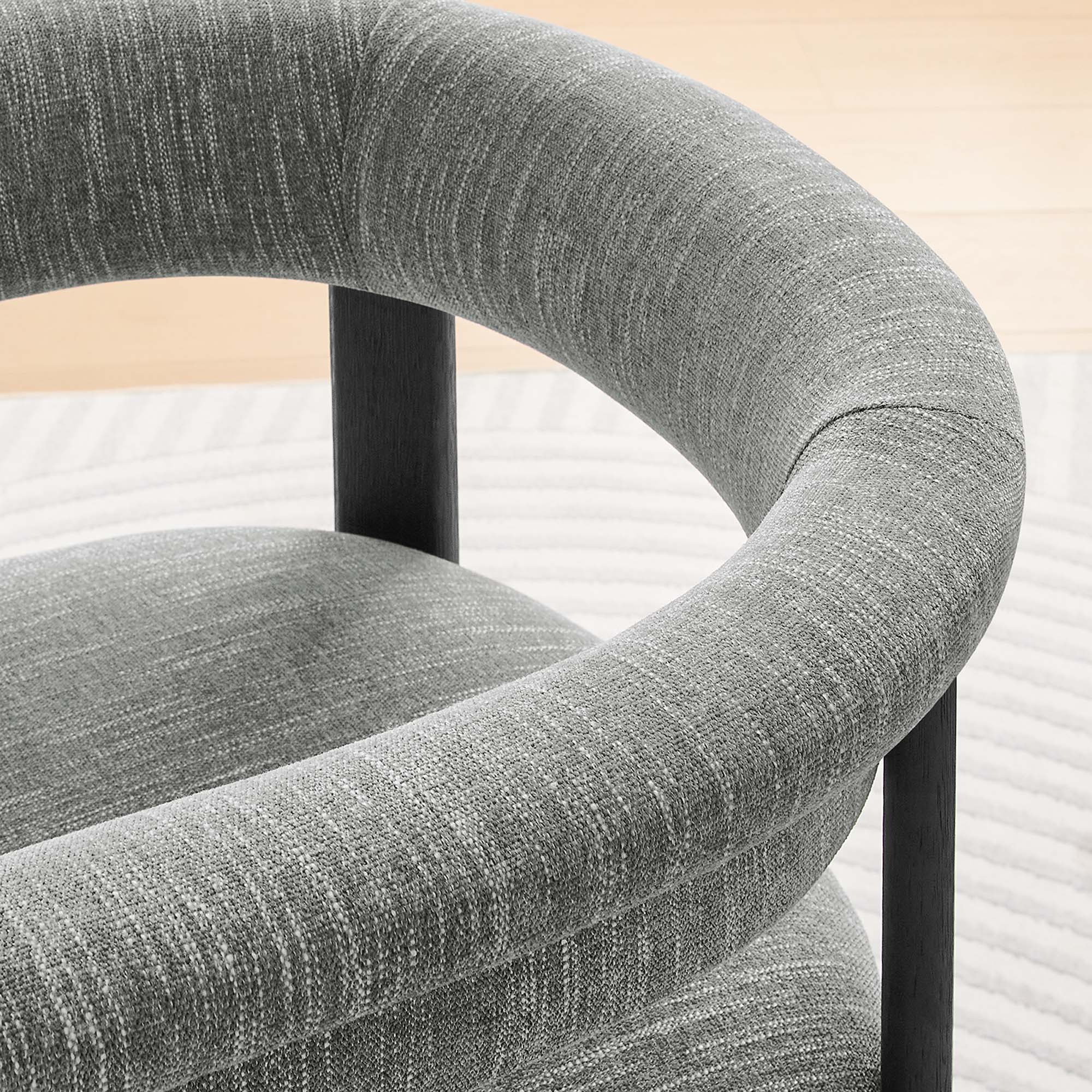 Imogen Woven Heathered Fabric Upholstered Barrel Dining Chairs – Set of 2 view 6