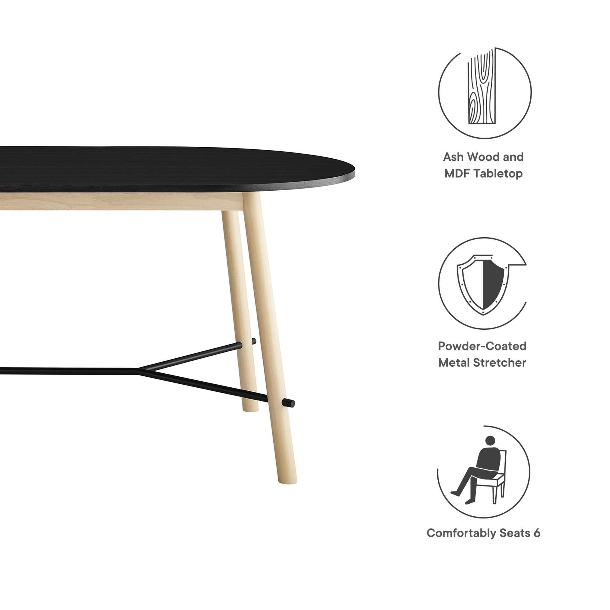 Infuse 71″ Wood Grain Dining Table view 3