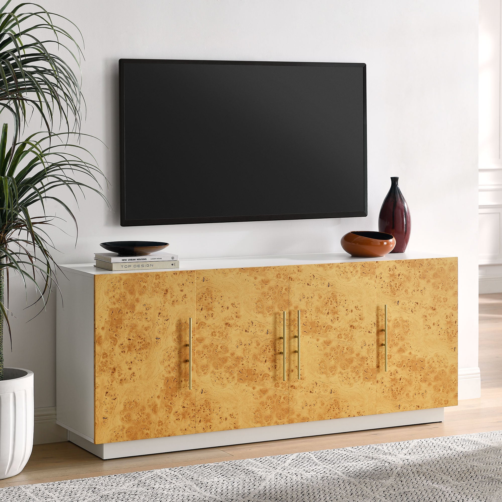 Abel 69 Inch Burl Wood Sideboard Buffet TV Stand view 5