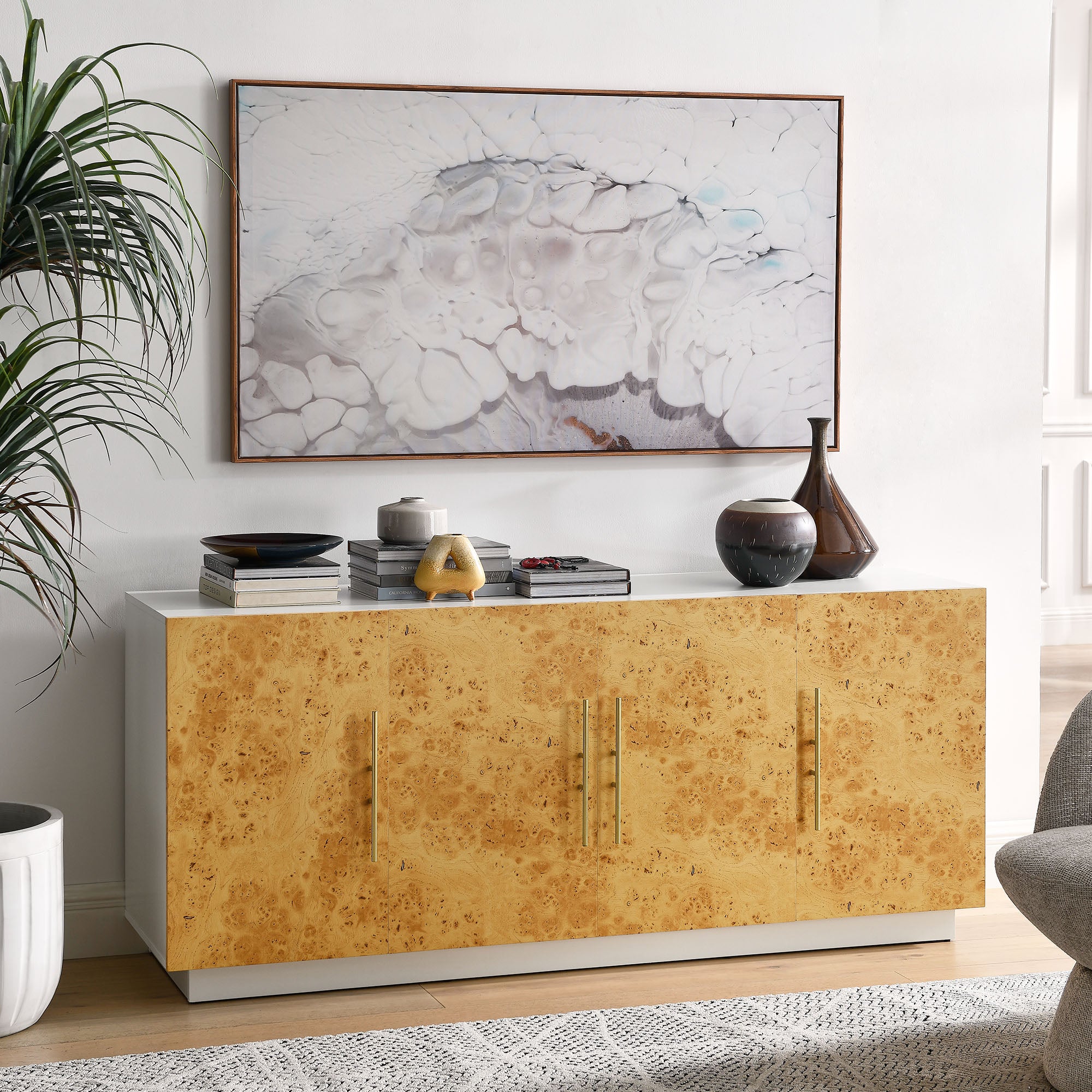 Abel 69 Inch Burl Wood Sideboard Buffet TV Stand view 6