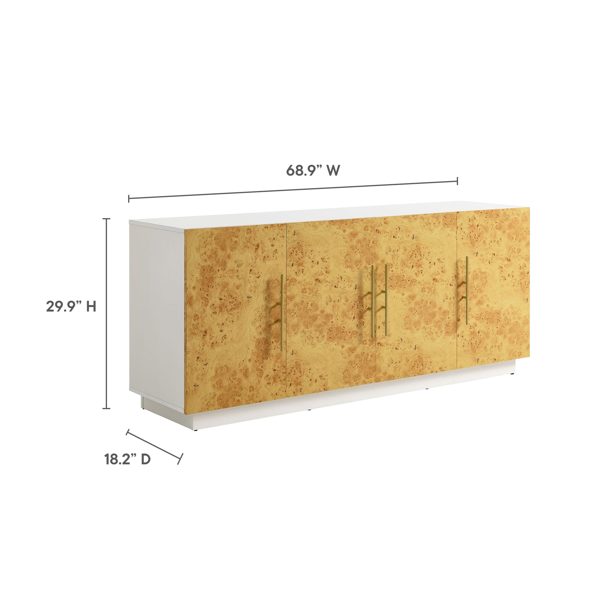 Abel 69 Inch Burl Wood Sideboard Buffet TV Stand view 4