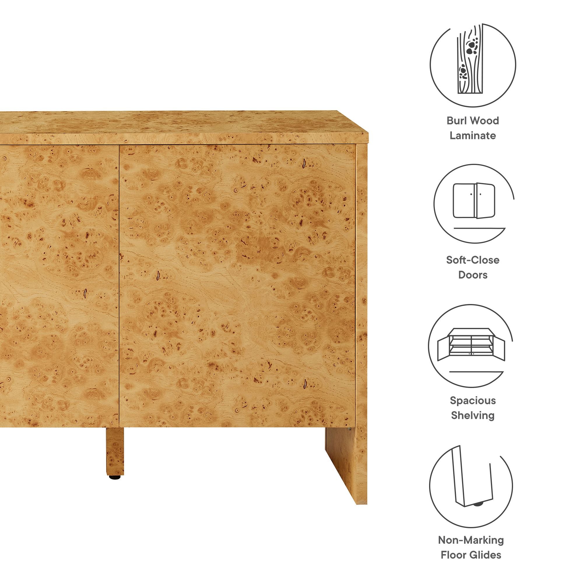 Hudson 60″ Burl Wood Sideboard view 1