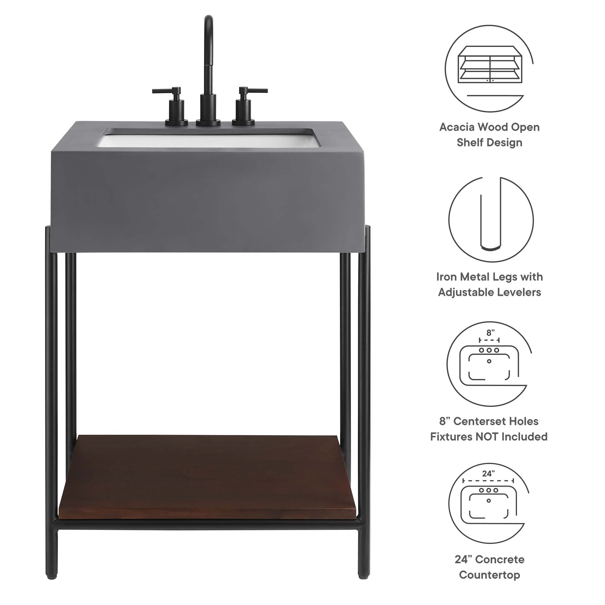 Etch 24″ Bathroom Vanity with Sink view 3