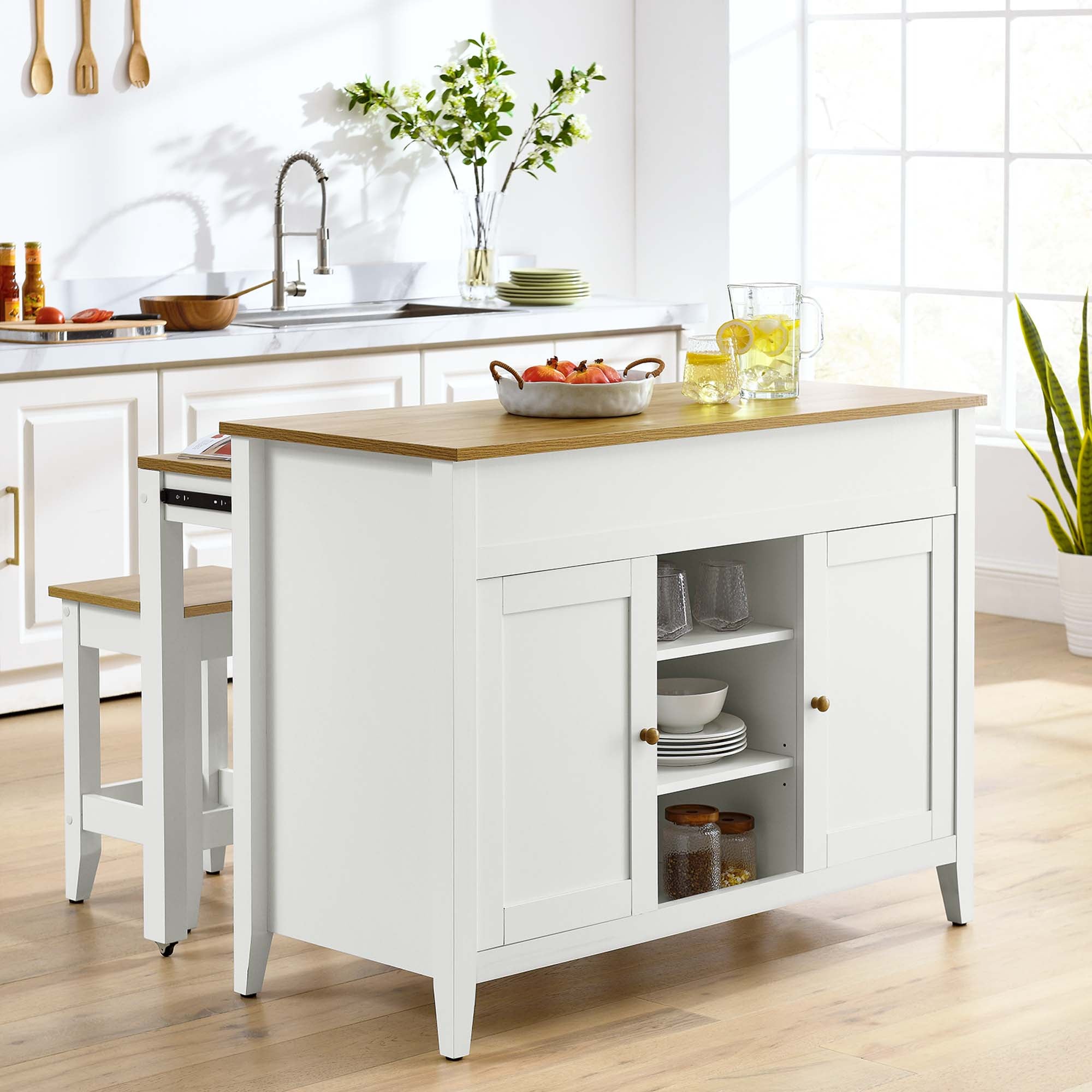 Garland 3-Piece Kitchen Island and Stool Set - Image 2