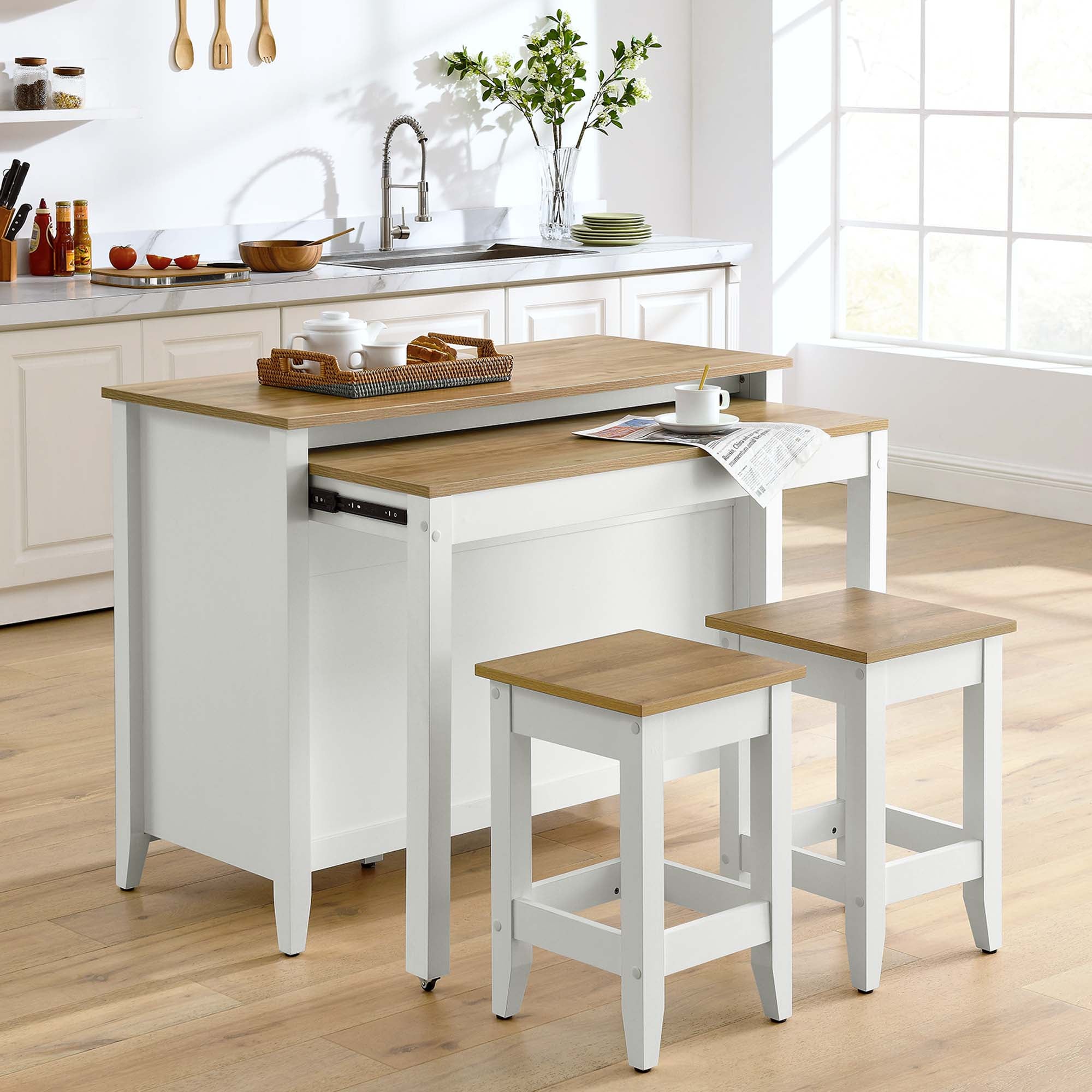 Farmstead 3-Piece Kitchen Island and Stool Set - Image 6