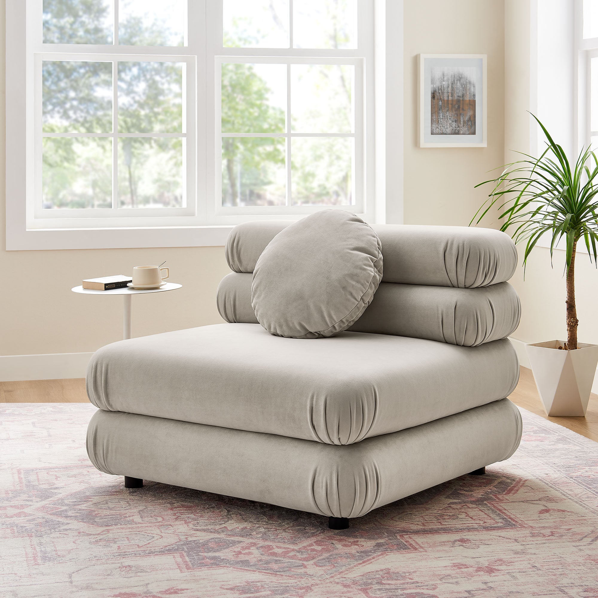 Jubilee Modular Performance Velvet Armless Chair view 2