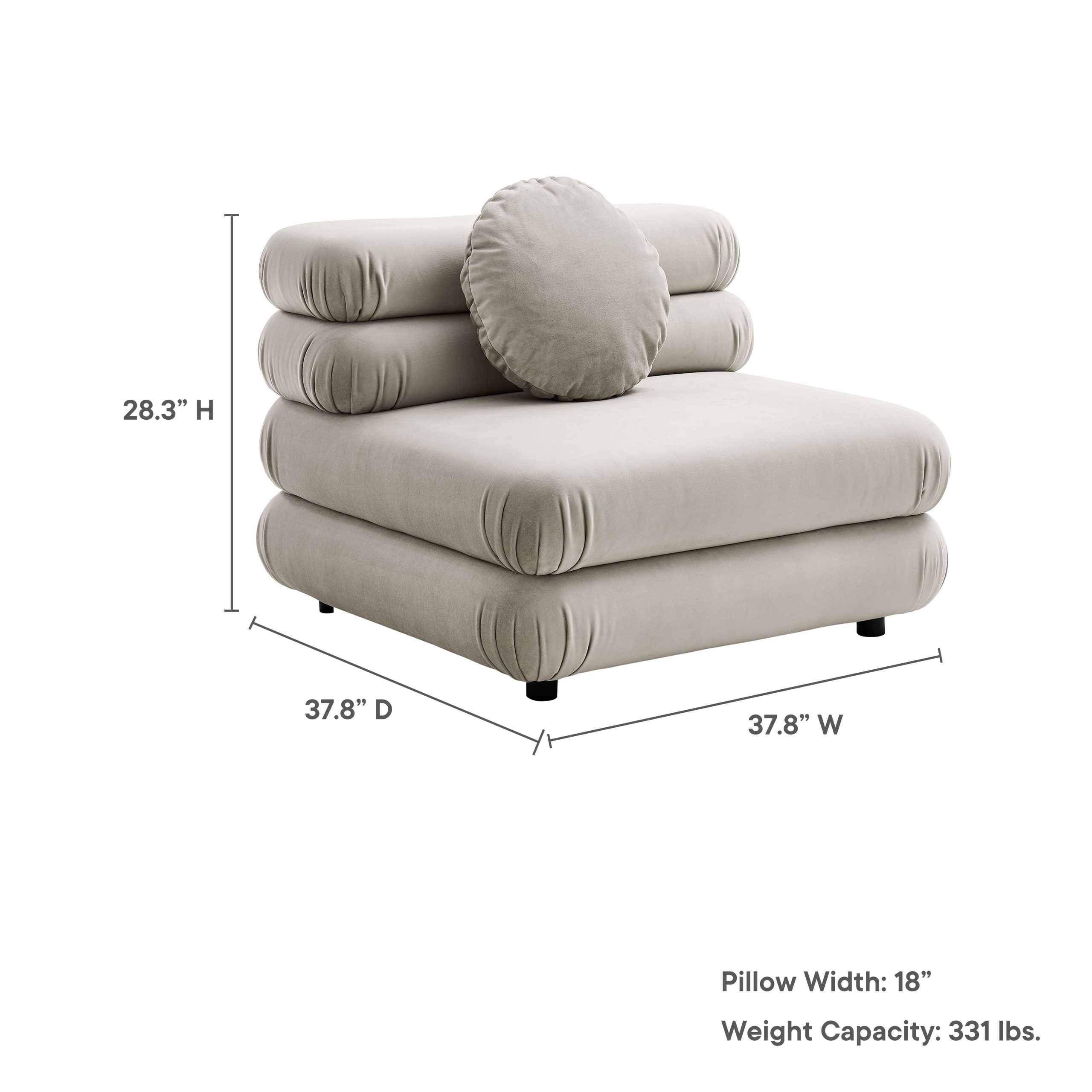 Jubilee Modular Performance Velvet Armless Chair view 4