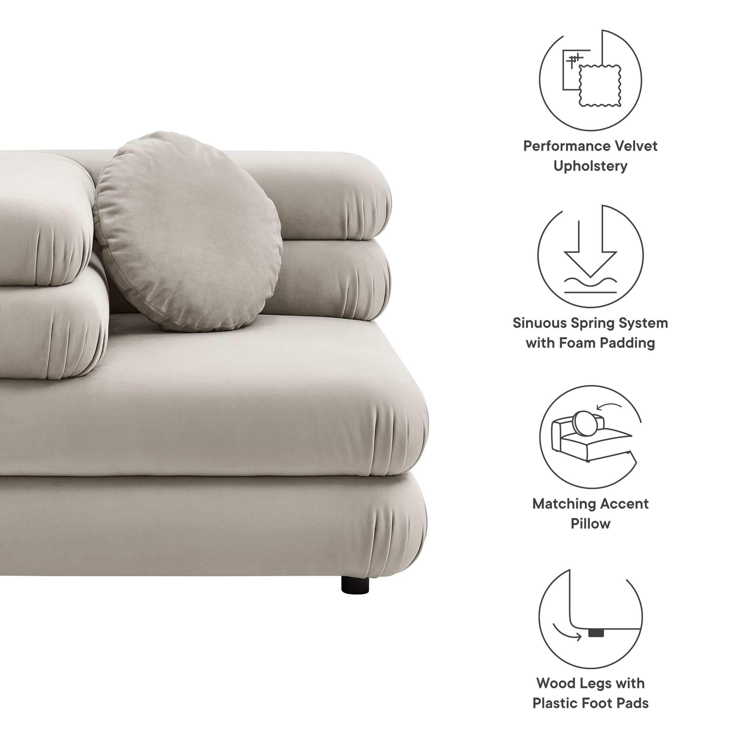 Jubilee Modular Performance Velvet Corner Chair view 3