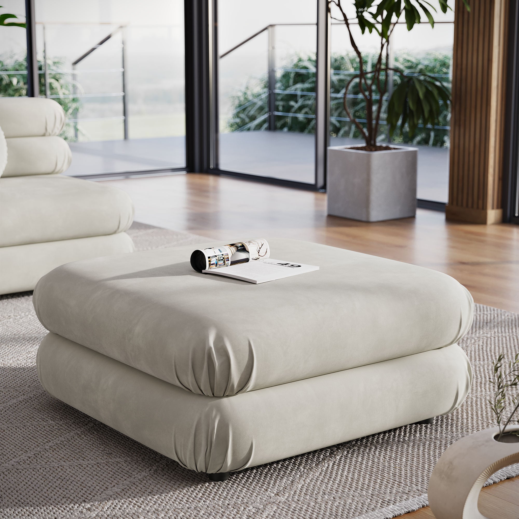 Jubilee Modular Performance Velvet Ottoman view 2