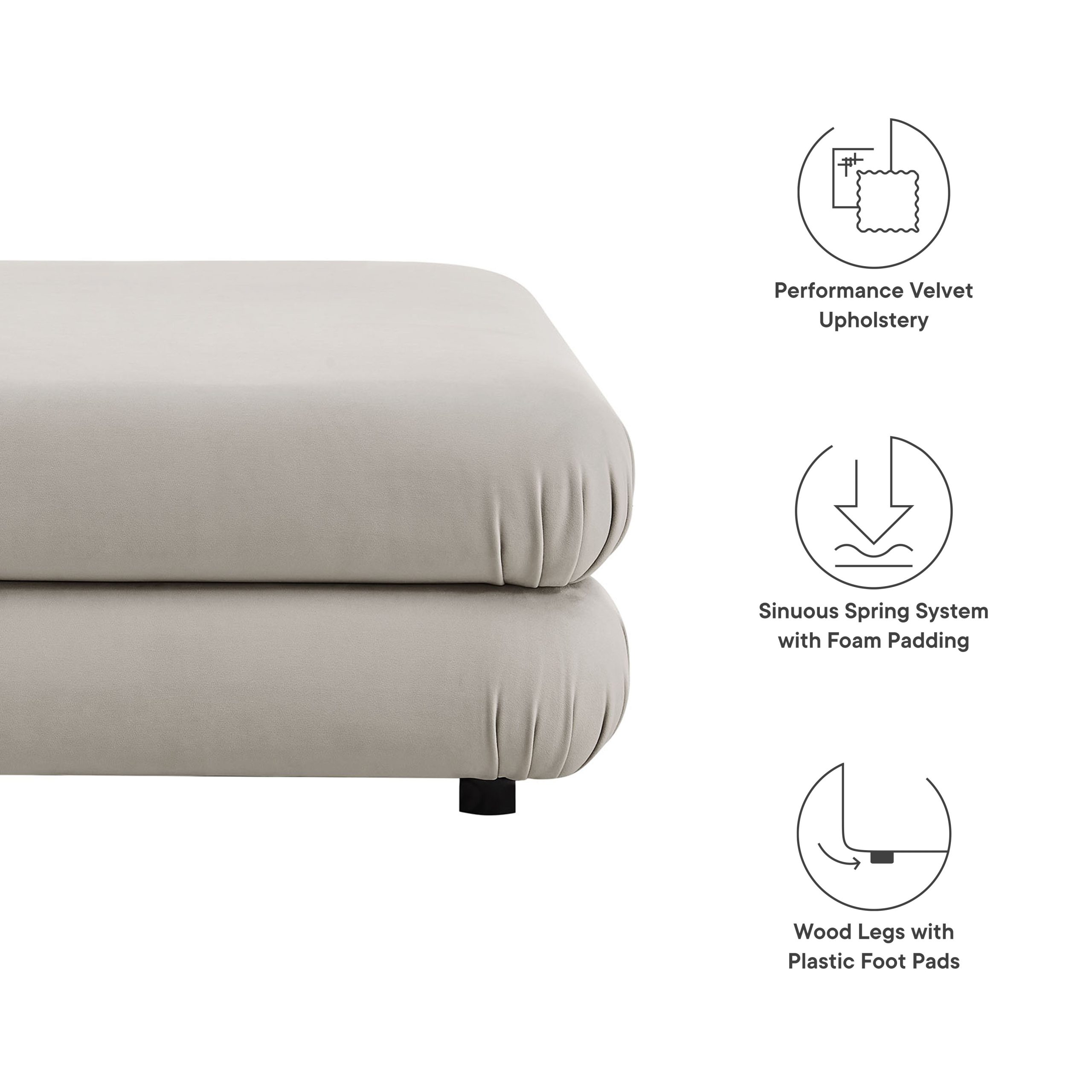 Jubilee Modular Performance Velvet Ottoman view 3