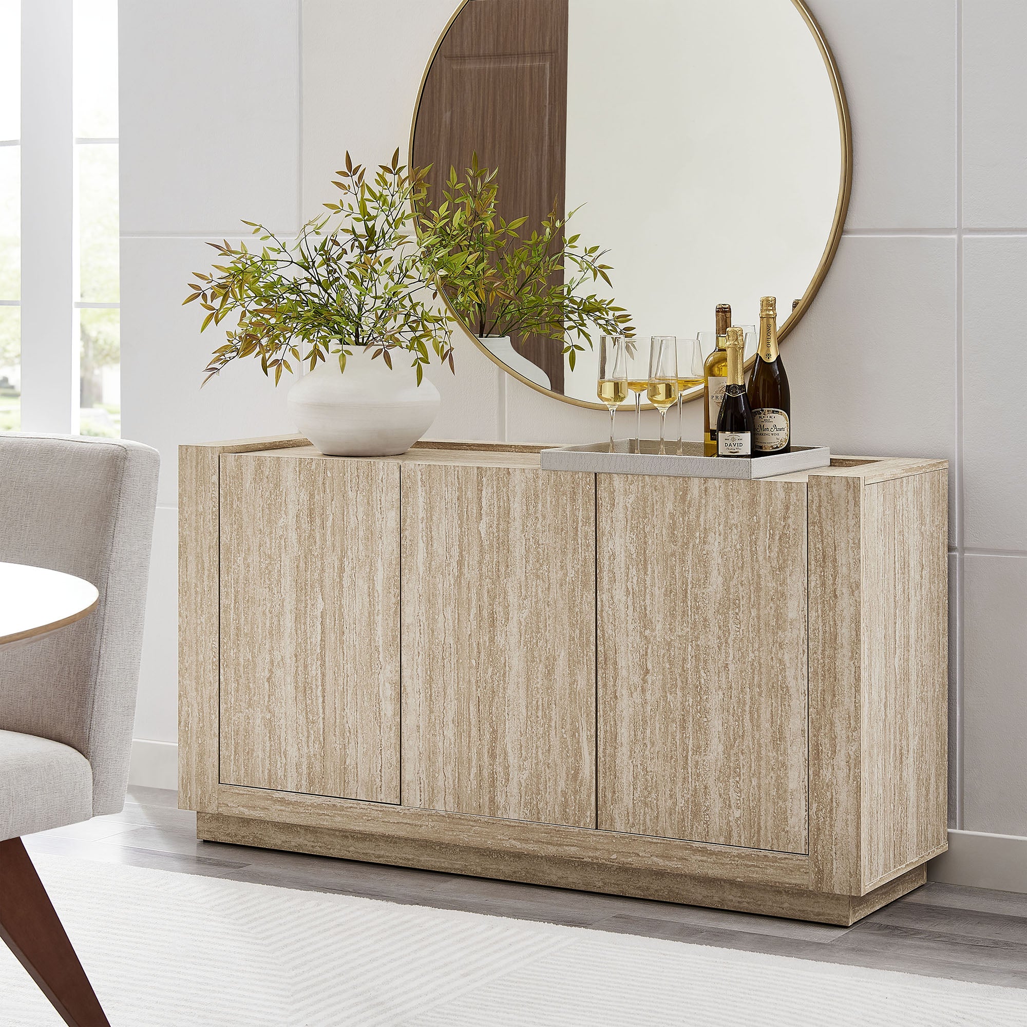 Hollis 59″ Travertine Sideboard view 2