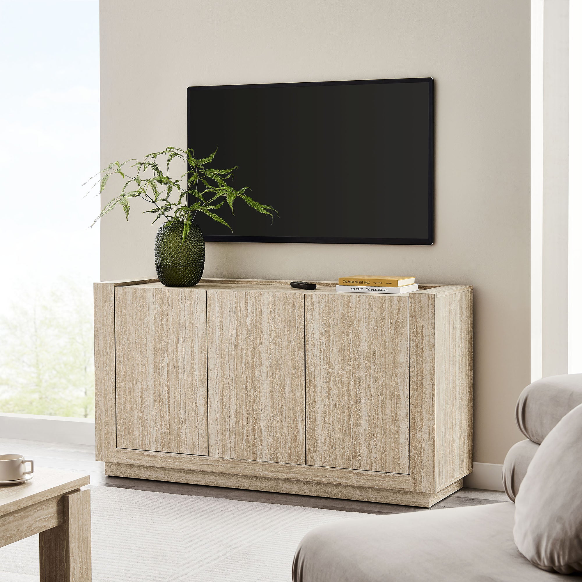 Hollis 59″ Travertine Sideboard view 5