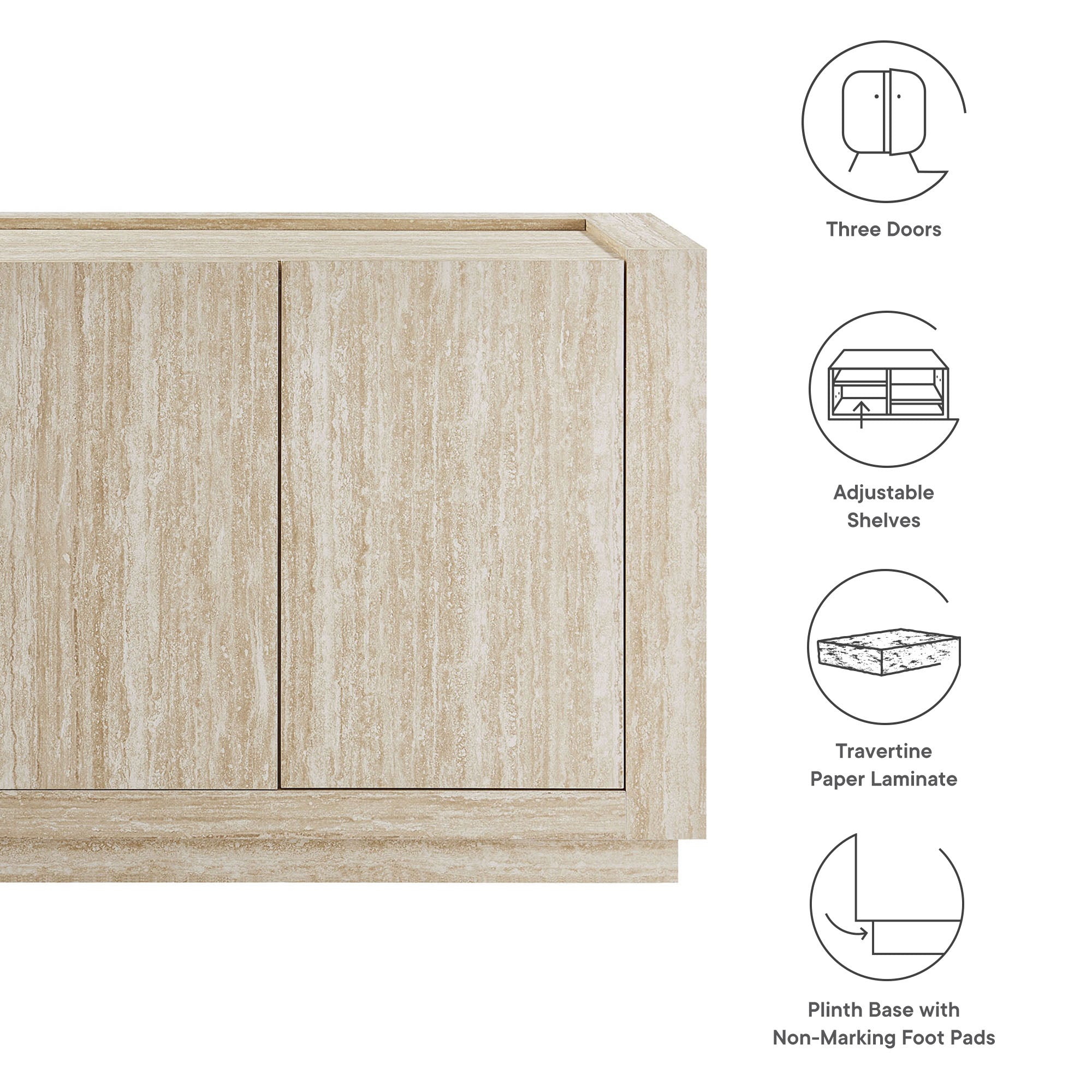 Hollis 59″ Travertine Sideboard view 3