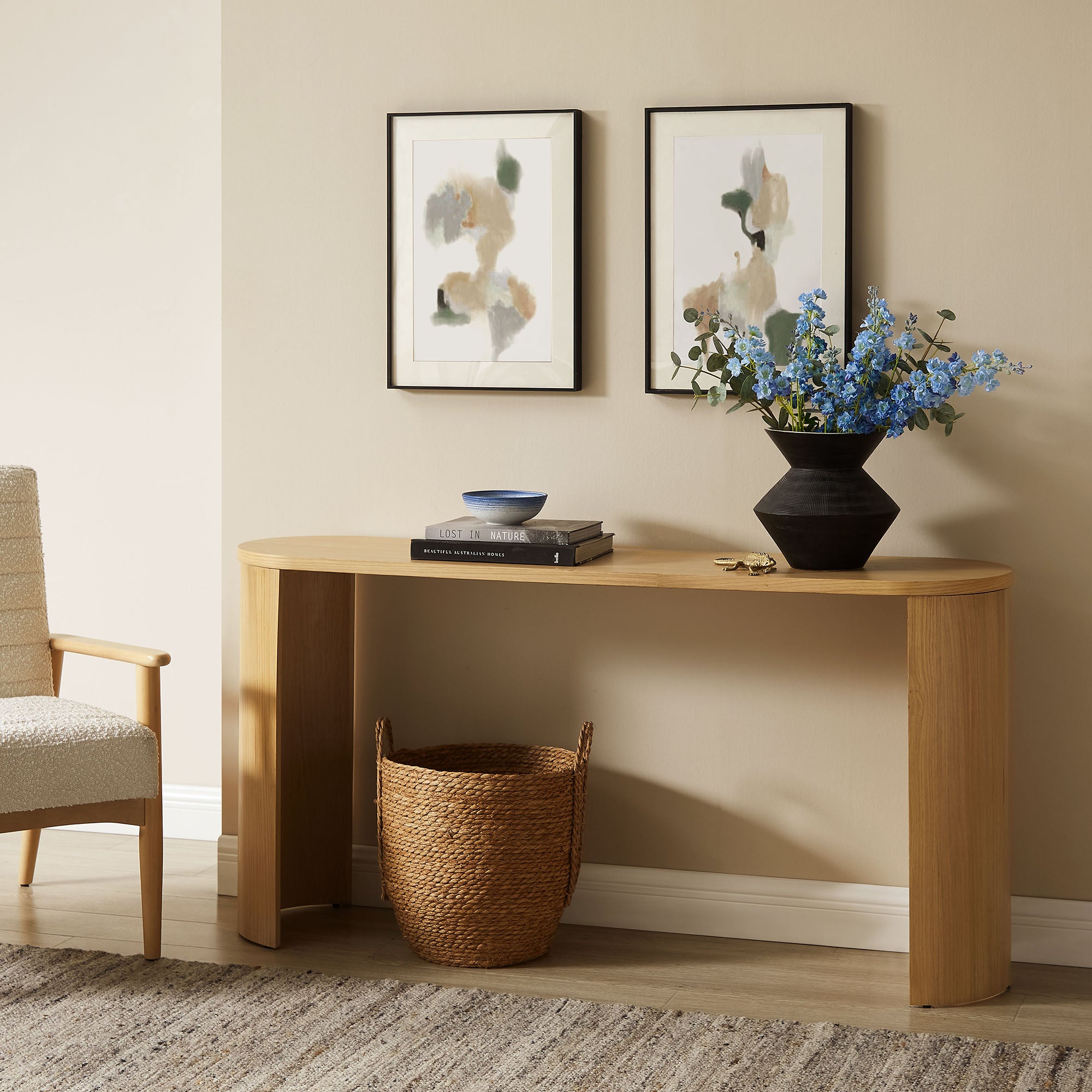 Aspect Oval Wood Entryway Console Table view 2