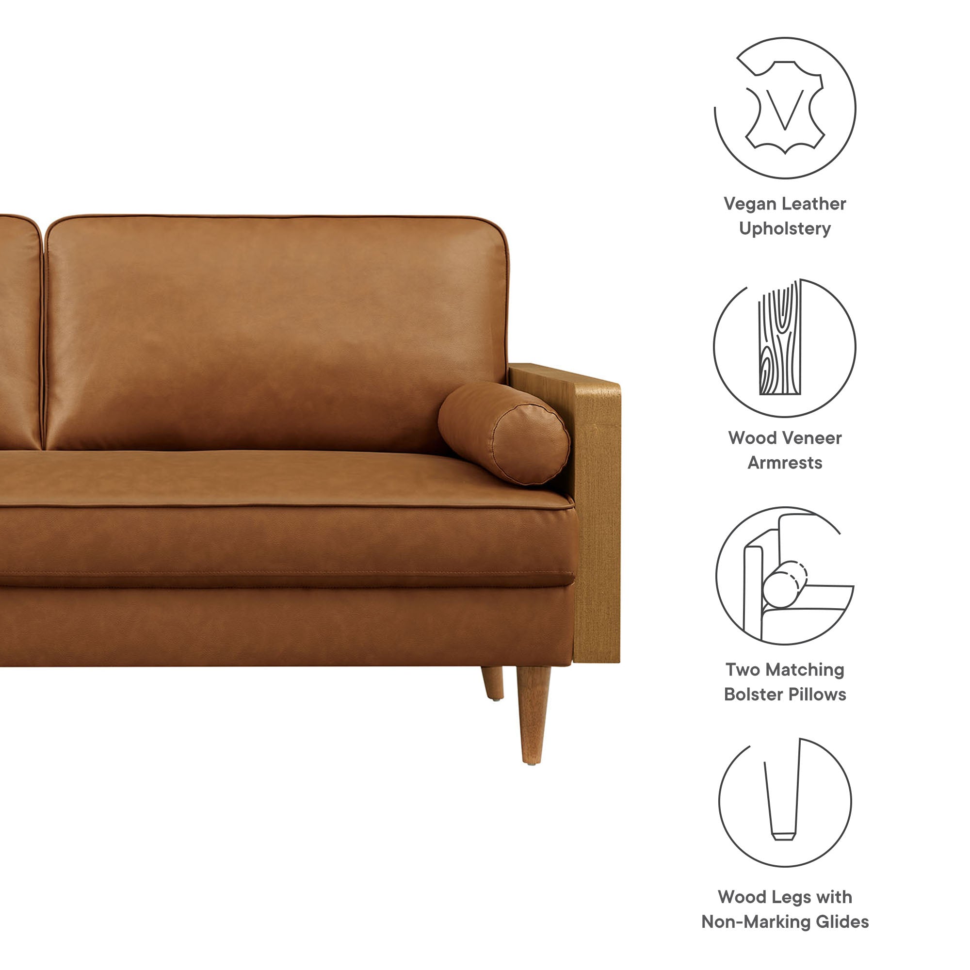 Kellan Vegan Leather Sofa view 3