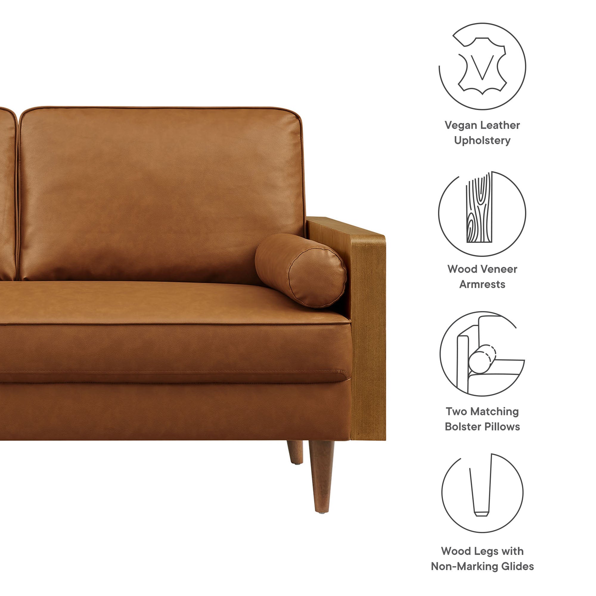 Kellan Vegan Leather Loveseat view 3