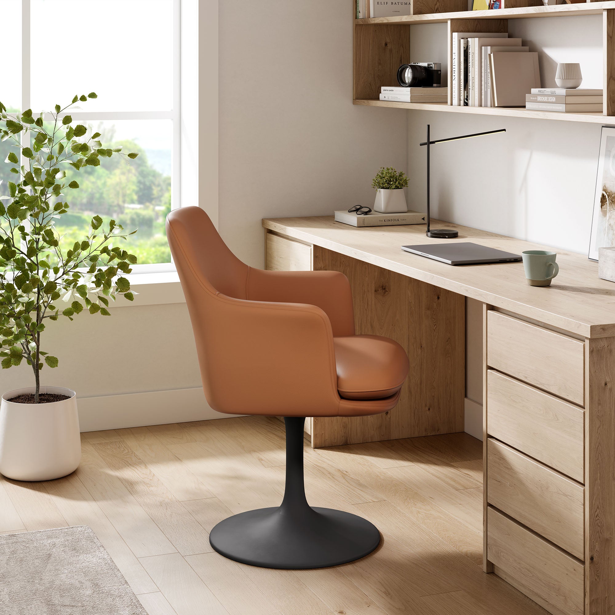 Lippa Swivel Dining Vegan Leather Armchair view 2