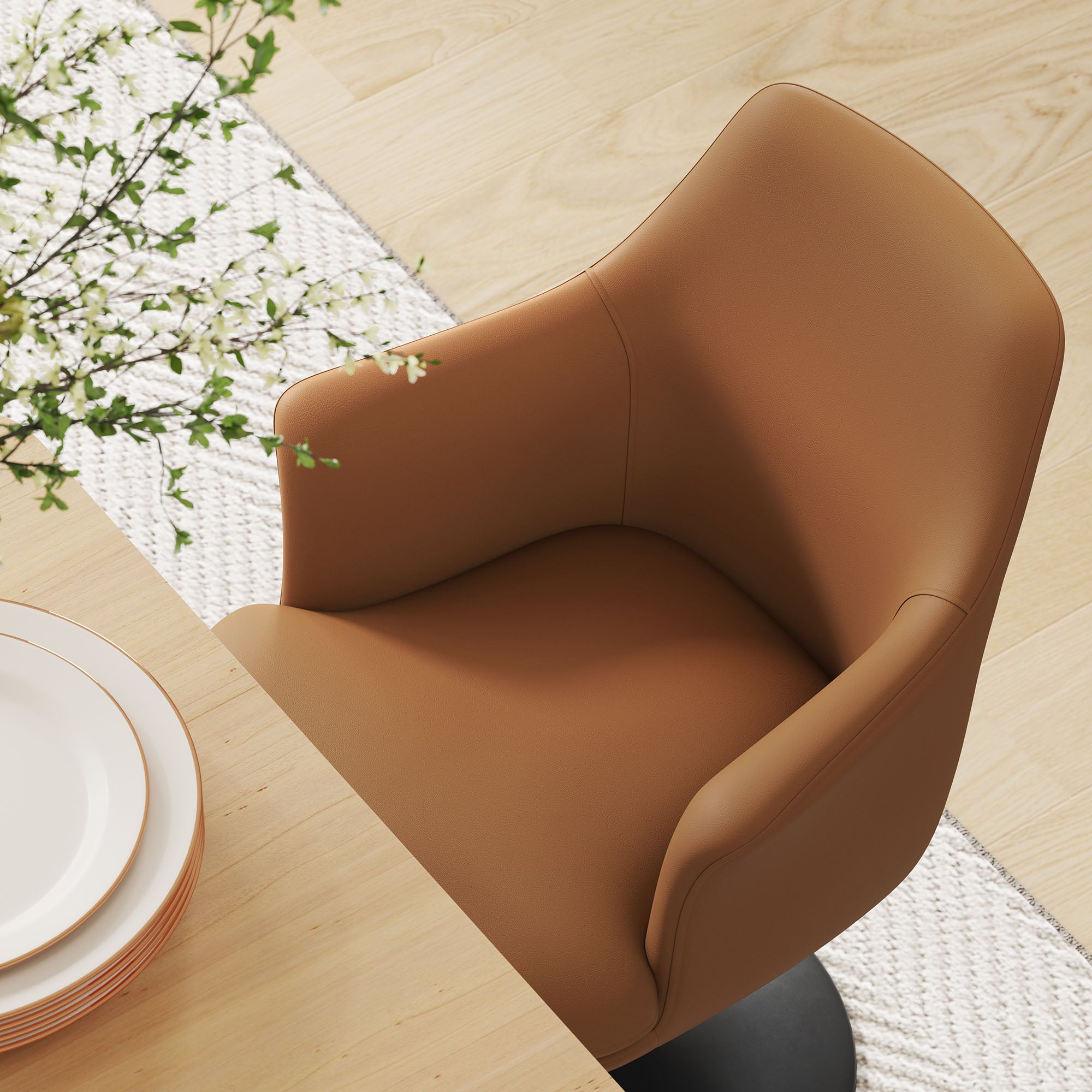Lippa Swivel Dining Vegan Leather Armchair view 6