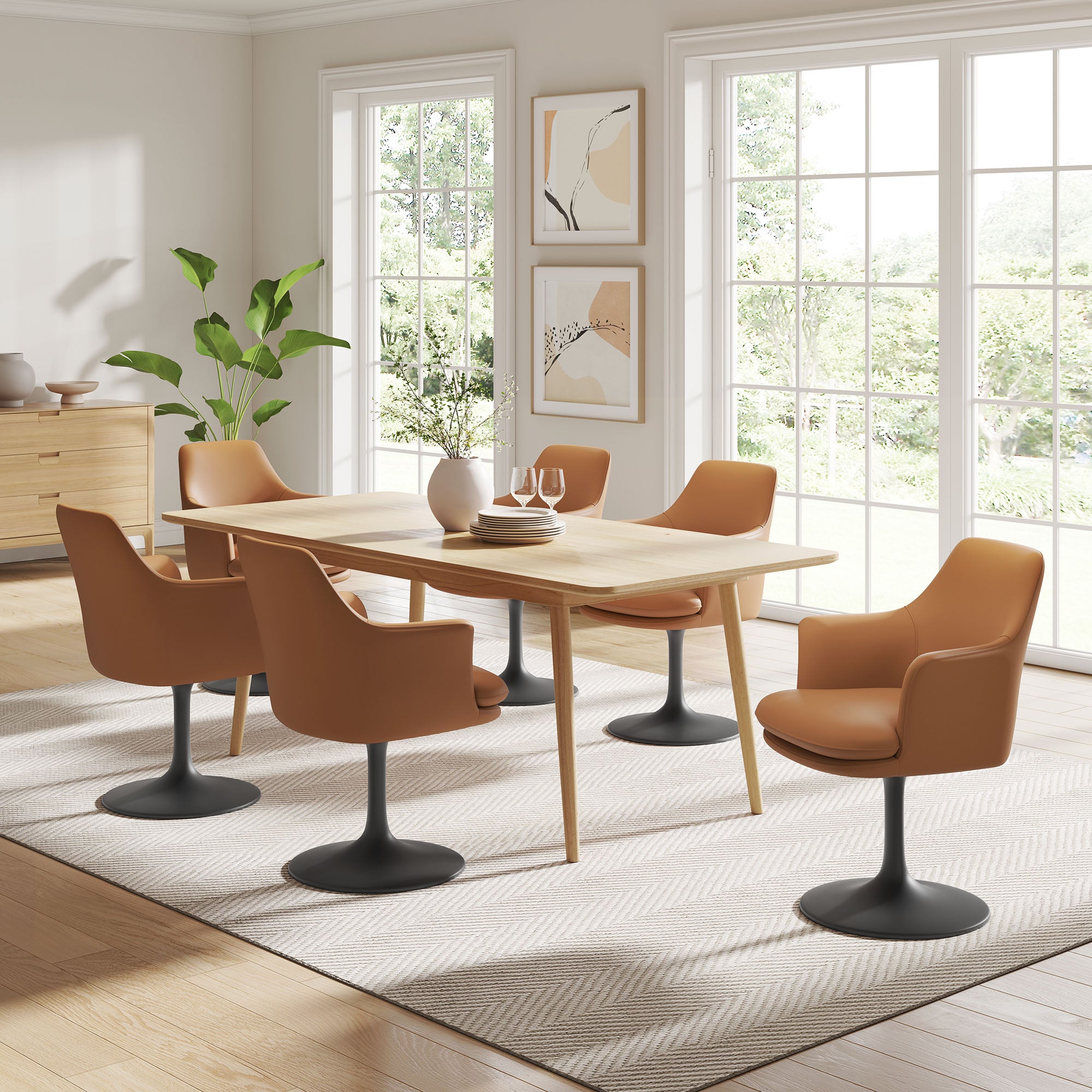 Lippa Swivel Dining Vegan Leather Armchair view 5