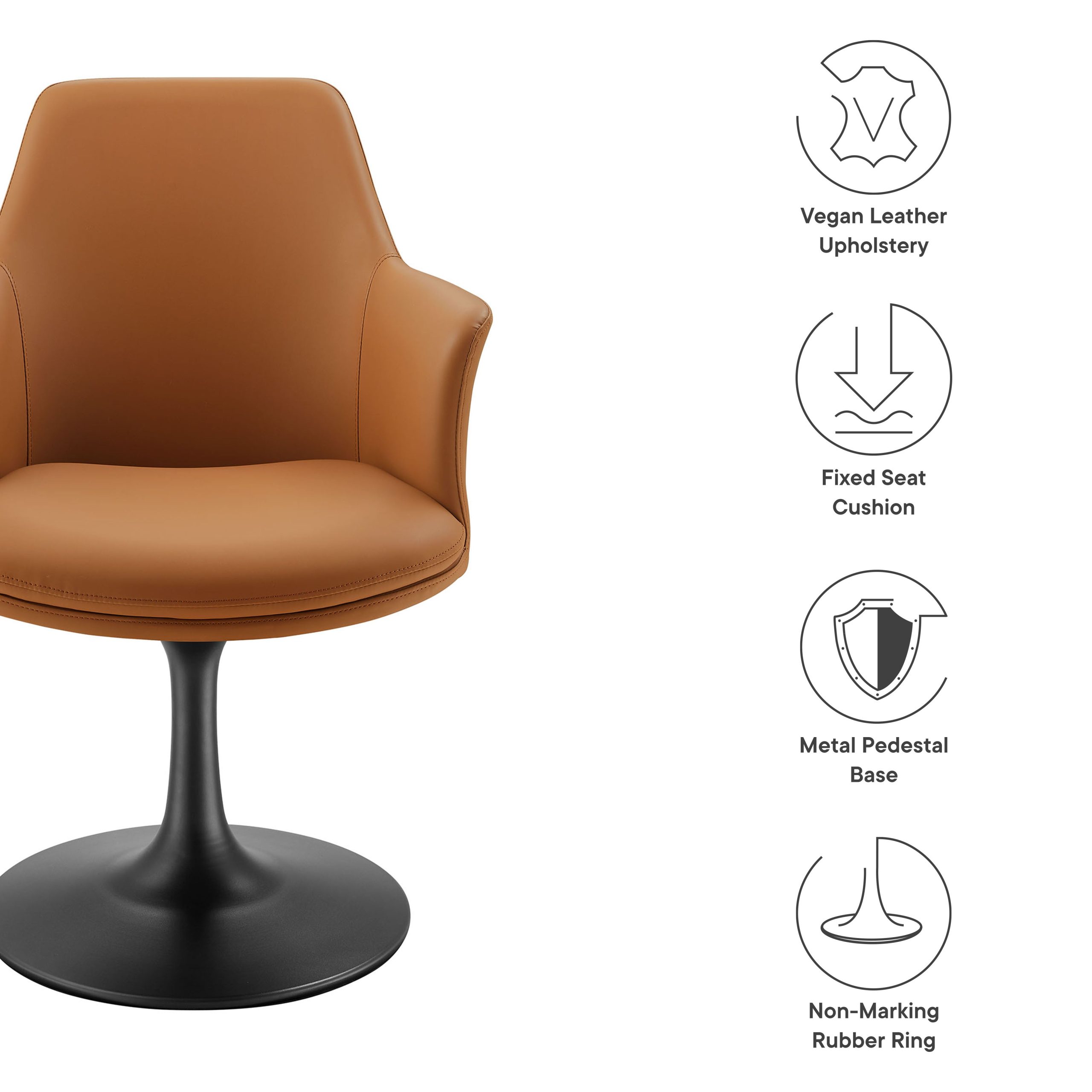 Lippa Swivel Dining Vegan Leather Armchair view 3