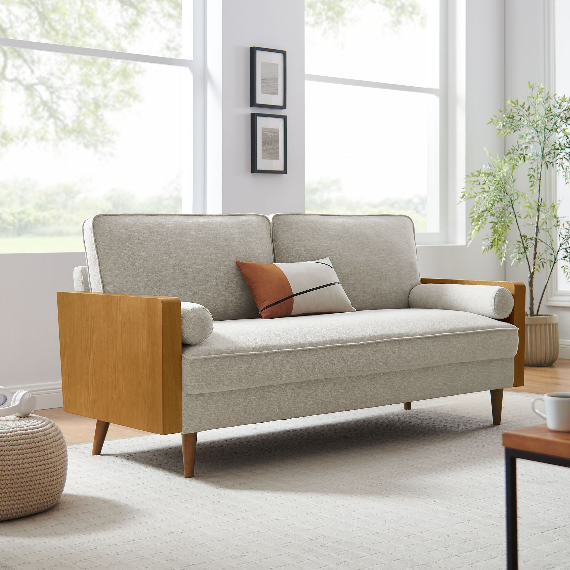 Kellan Heathered Fabric Upholstered Sofa view 2