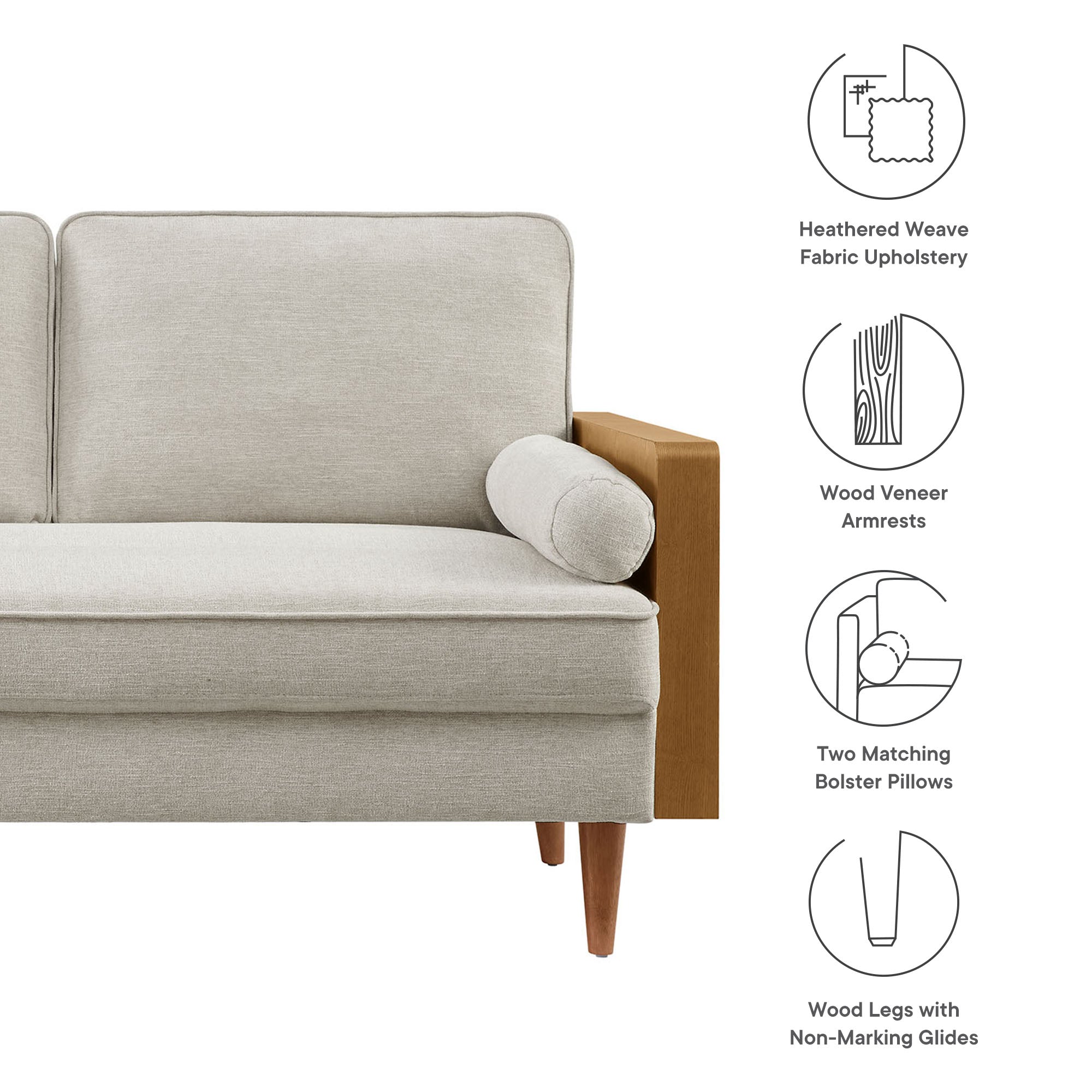 Kellan Heathered Weave Fabric Loveseat view 3