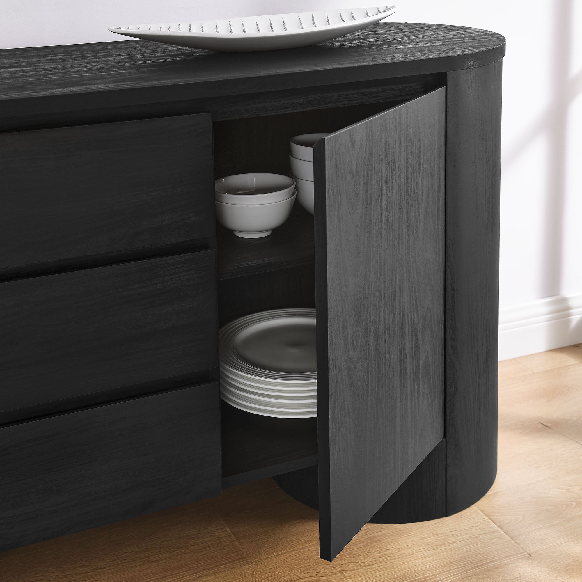 Duval 71″ Rounded Sideboard Storage Cabinet view 6