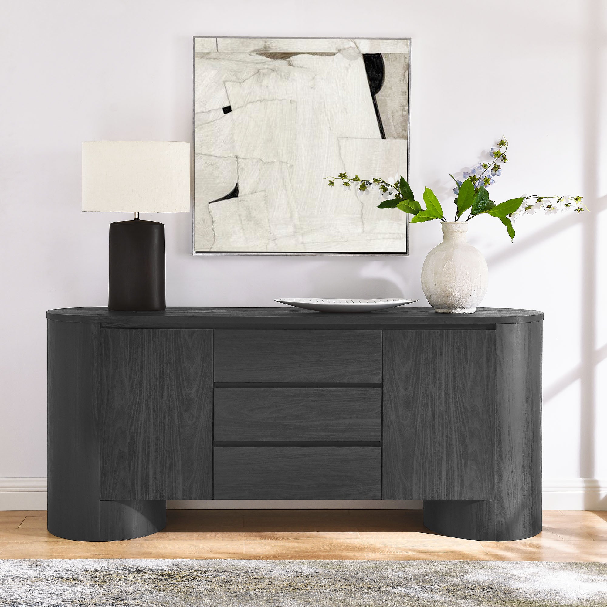 Duval 71″ Rounded Sideboard Storage Cabinet view 5