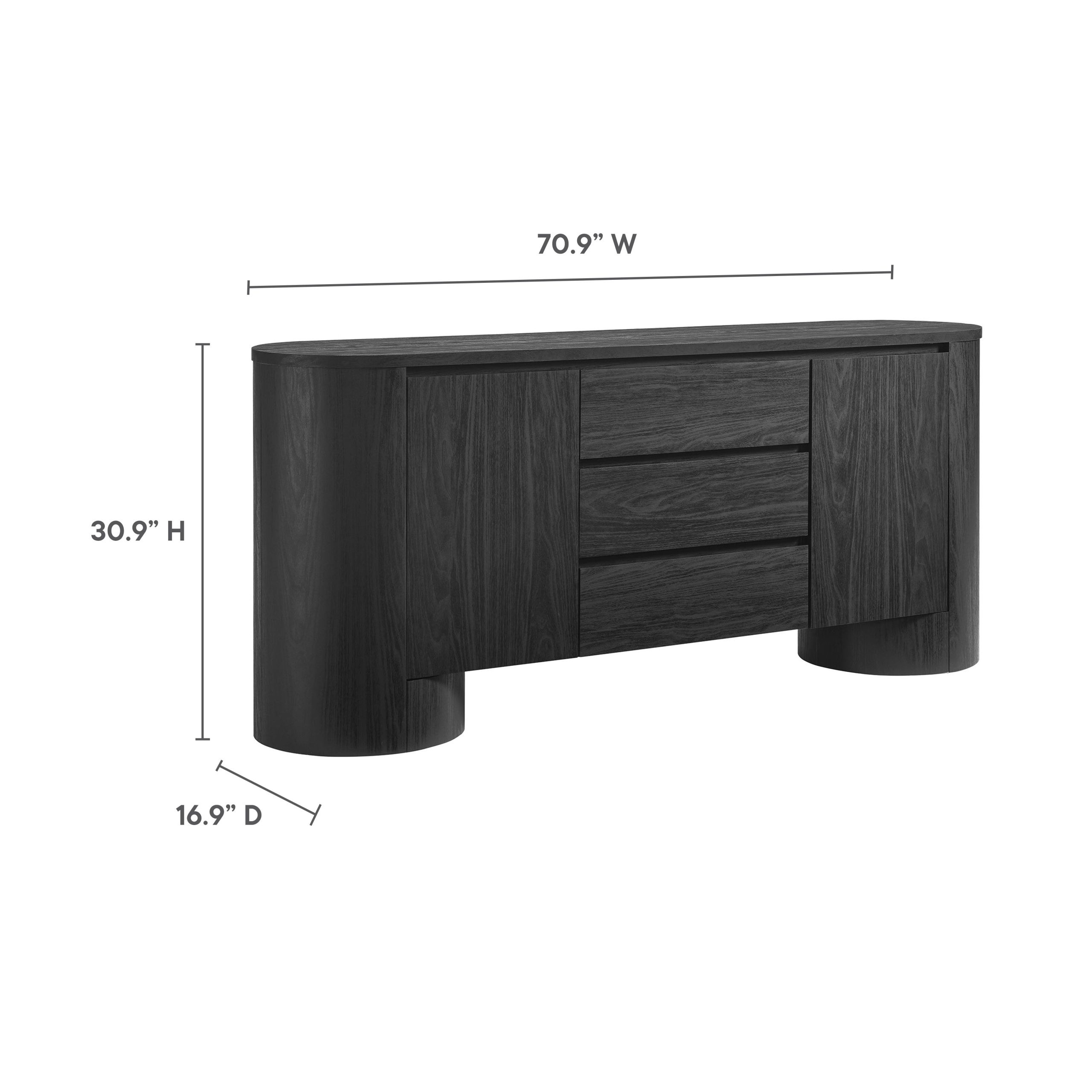 Duval 71″ Rounded Sideboard Storage Cabinet view 4