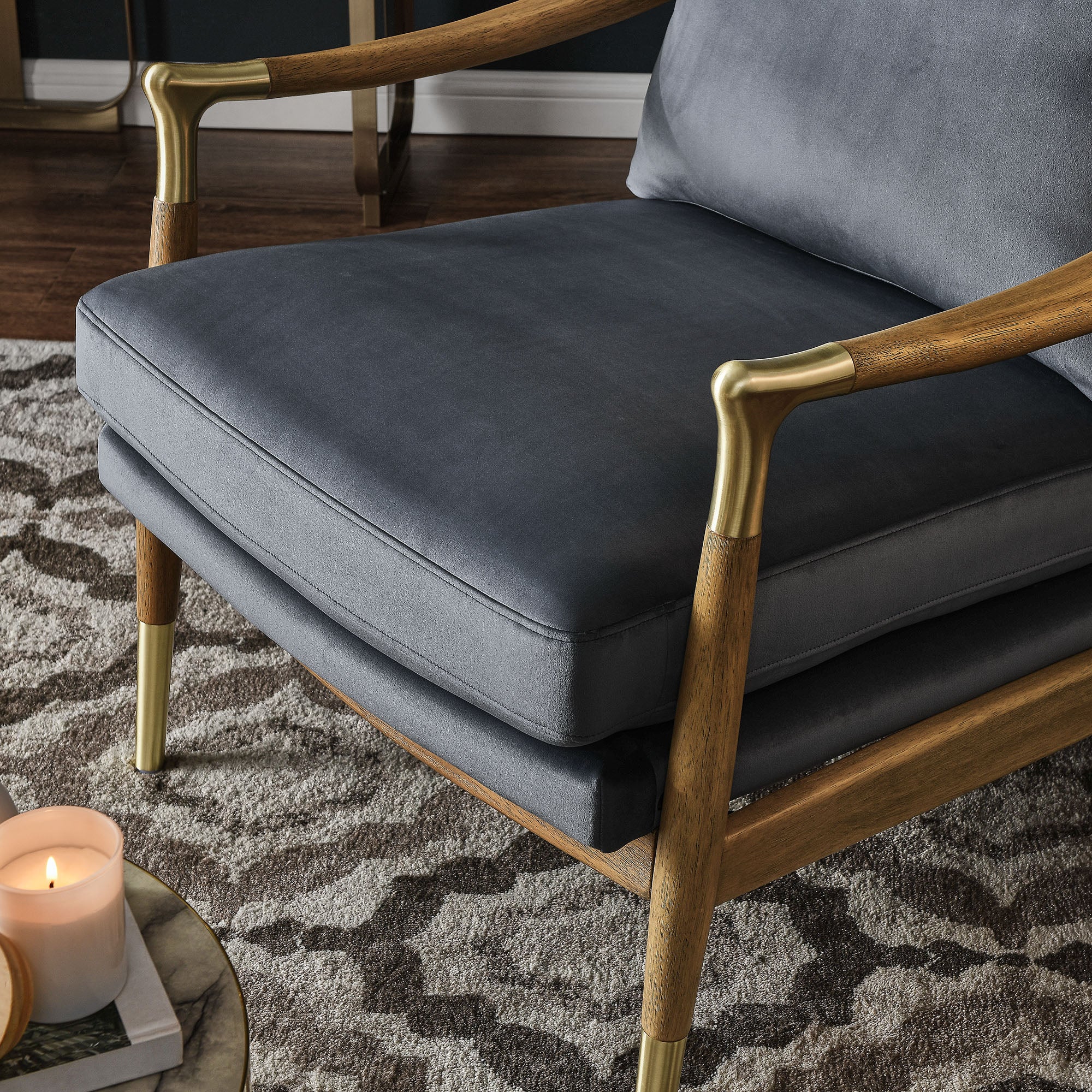 Langford Performance Velvet Accent Armchair view 5
