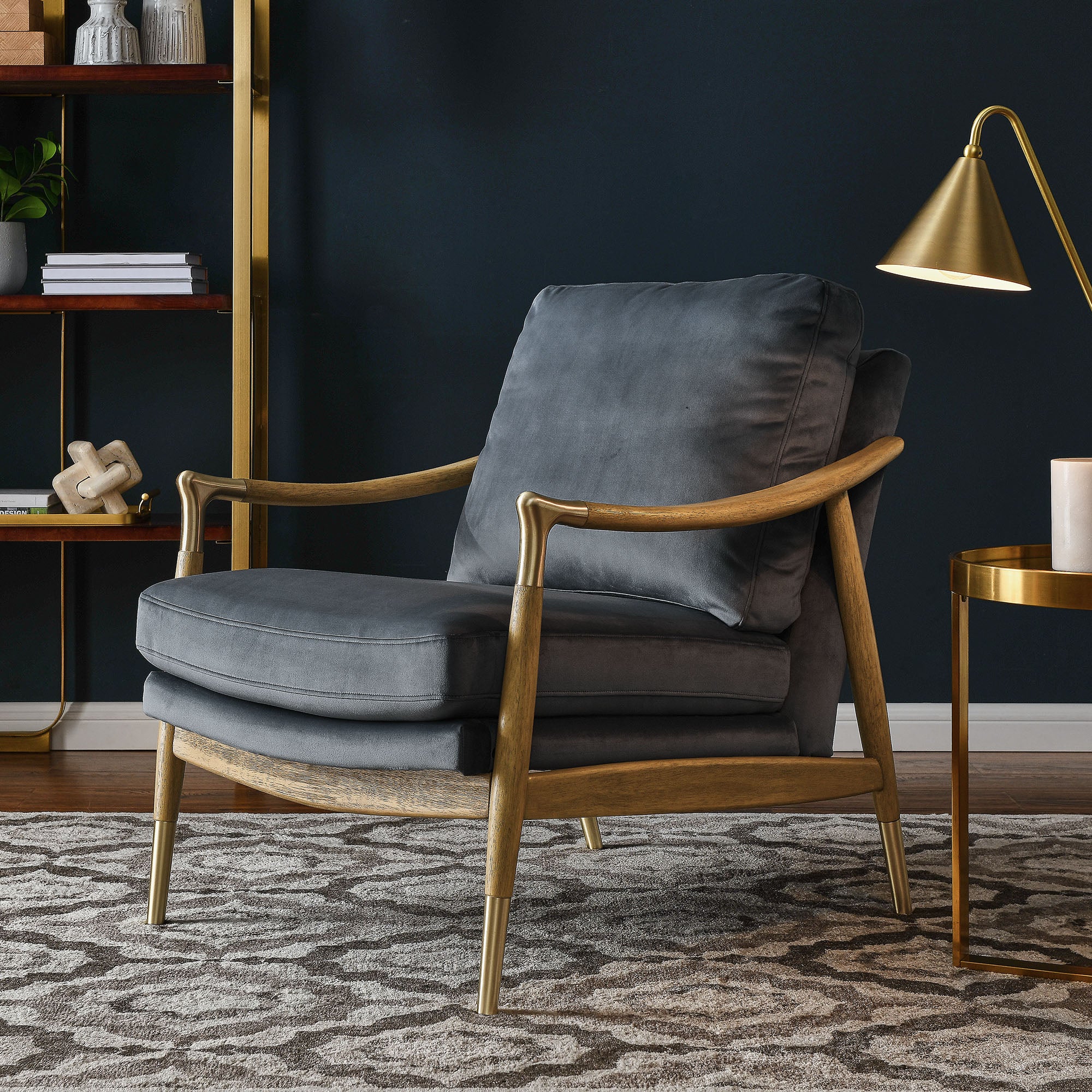Langford Performance Velvet Accent Armchair view 2