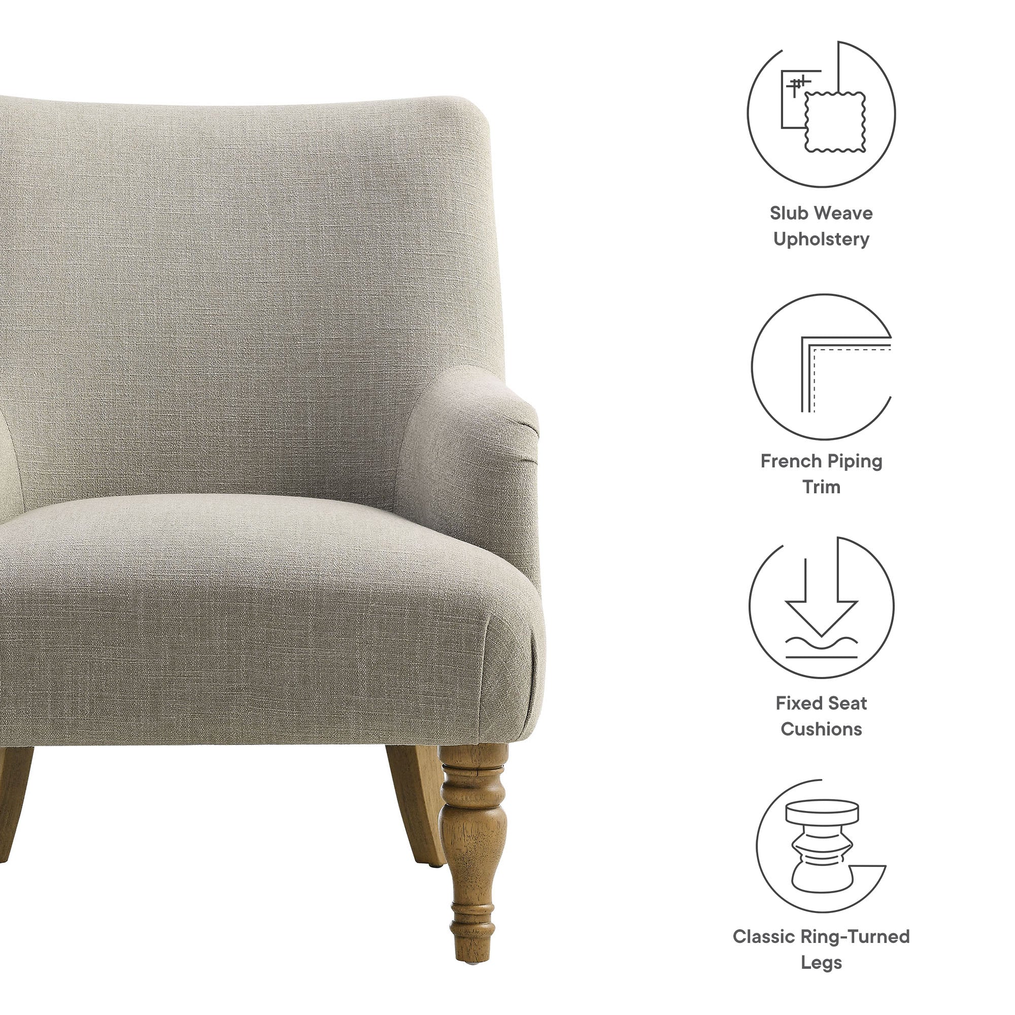 Ellington Fabric Upholstered Accent Armchair view 3