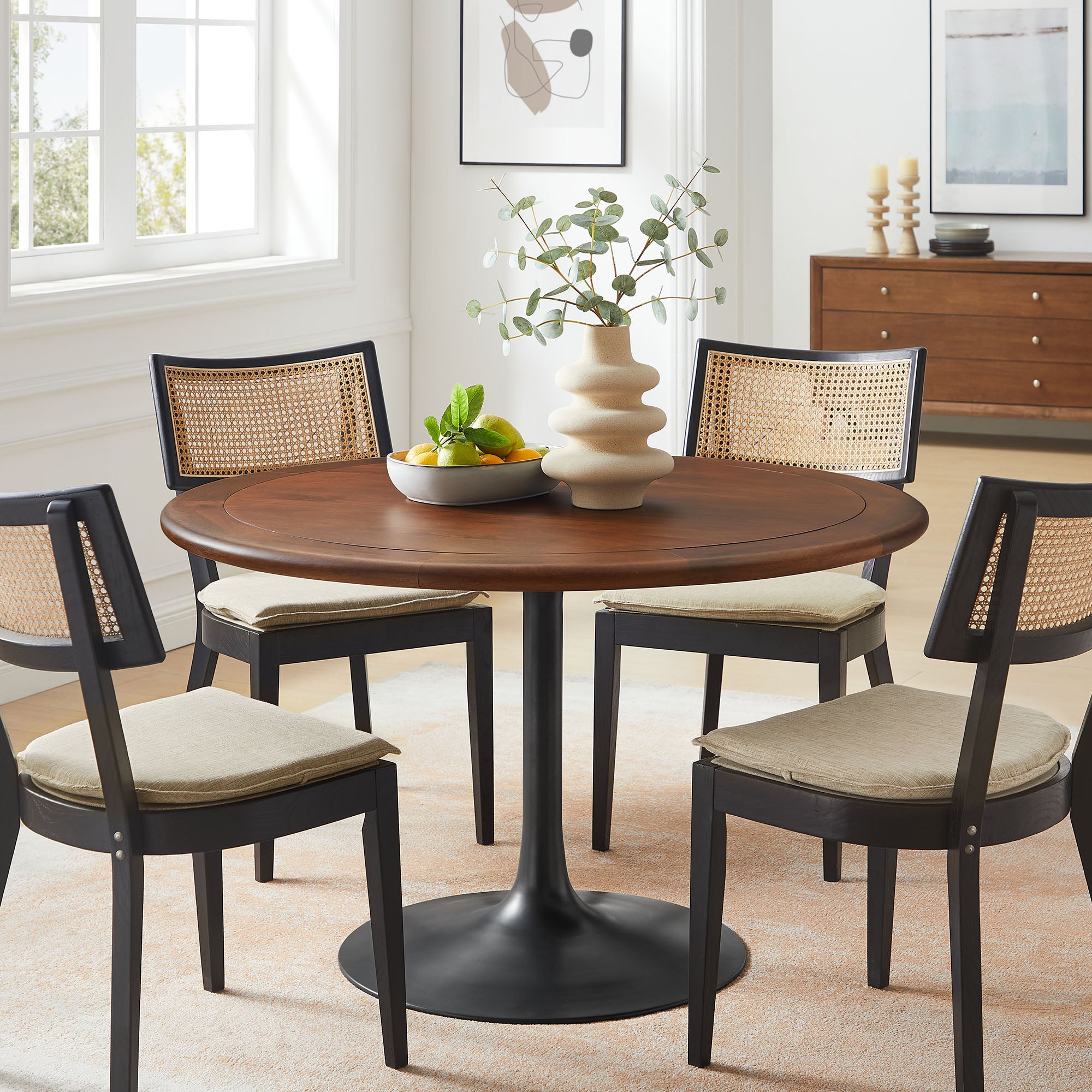 Lippa 48″ Round Pedestal Solid Wood Dining Table view 2