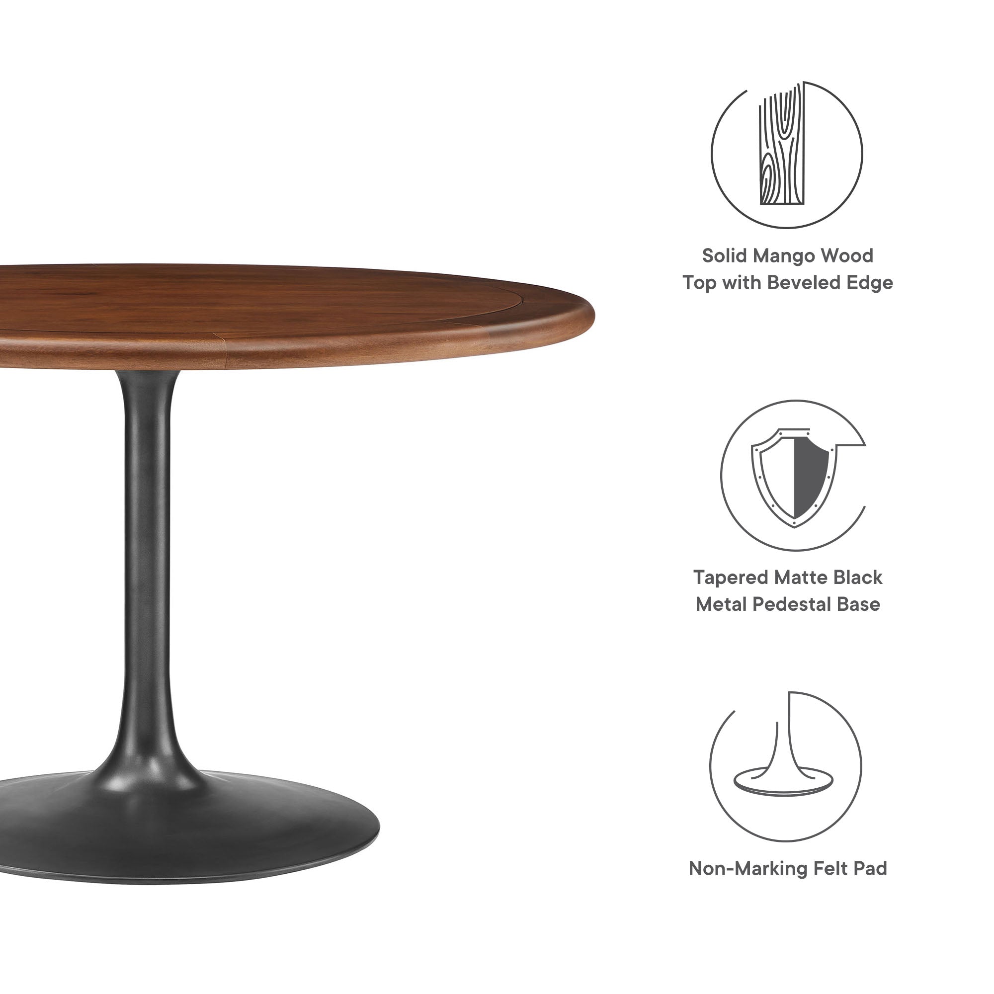 Lippa 48″ Round Pedestal Solid Wood Dining Table view 3