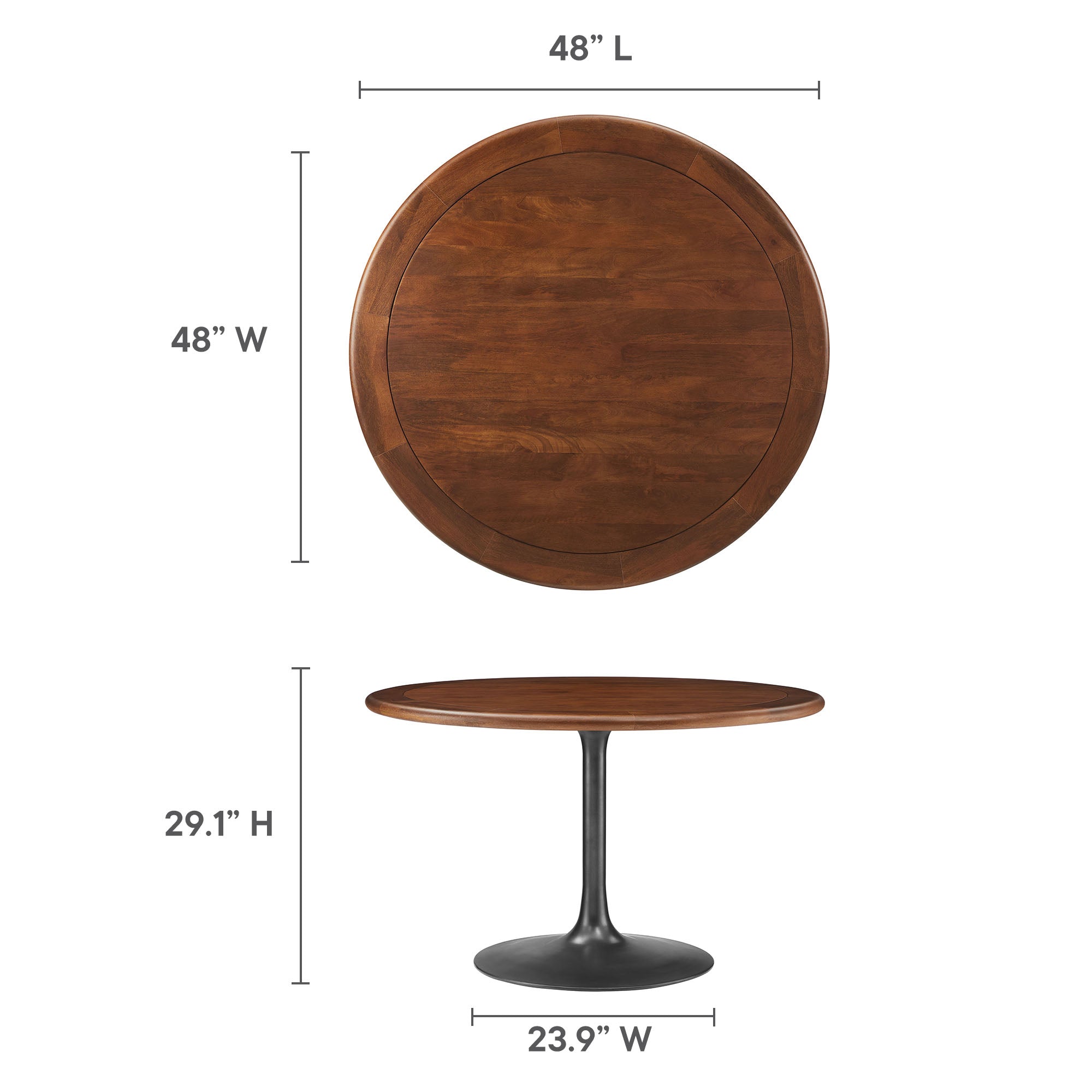 Lippa 48″ Round Pedestal Solid Wood Dining Table view 4