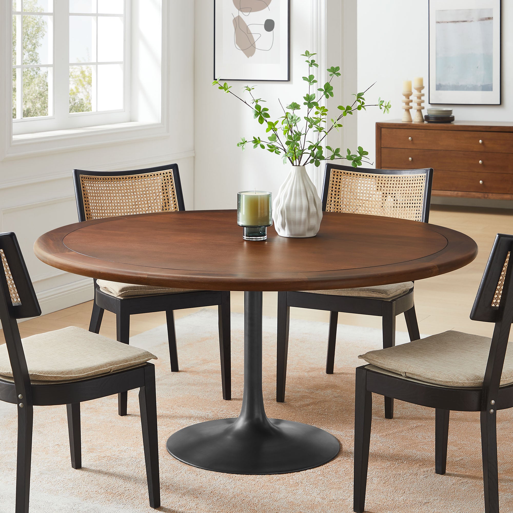 Lippa 60″ Round Pedestal Solid Wood Dining Table view 5