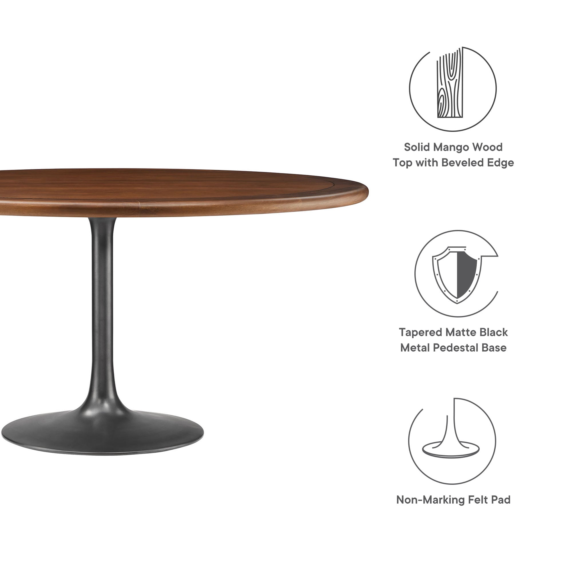 Lippa 60″ Round Pedestal Solid Wood Dining Table view 3