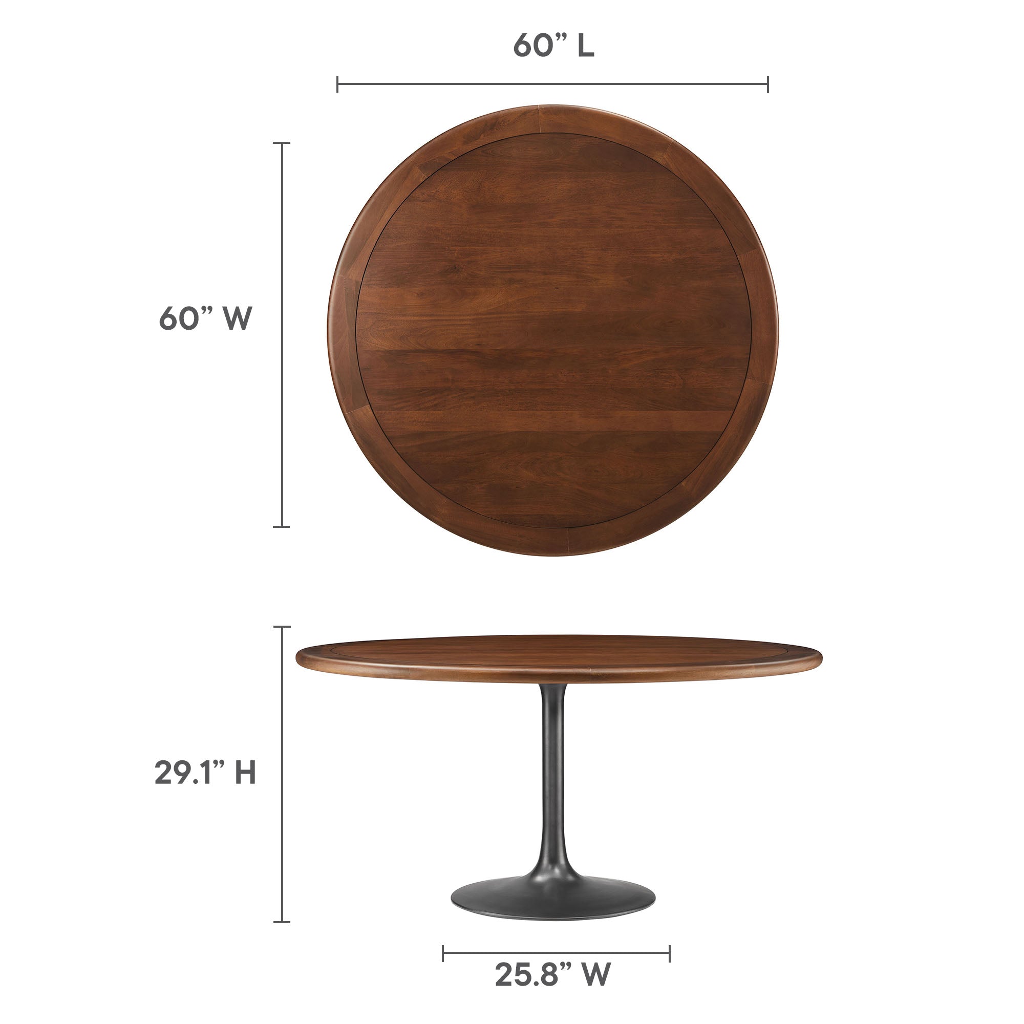 Lippa 60″ Round Pedestal Solid Wood Dining Table view 4